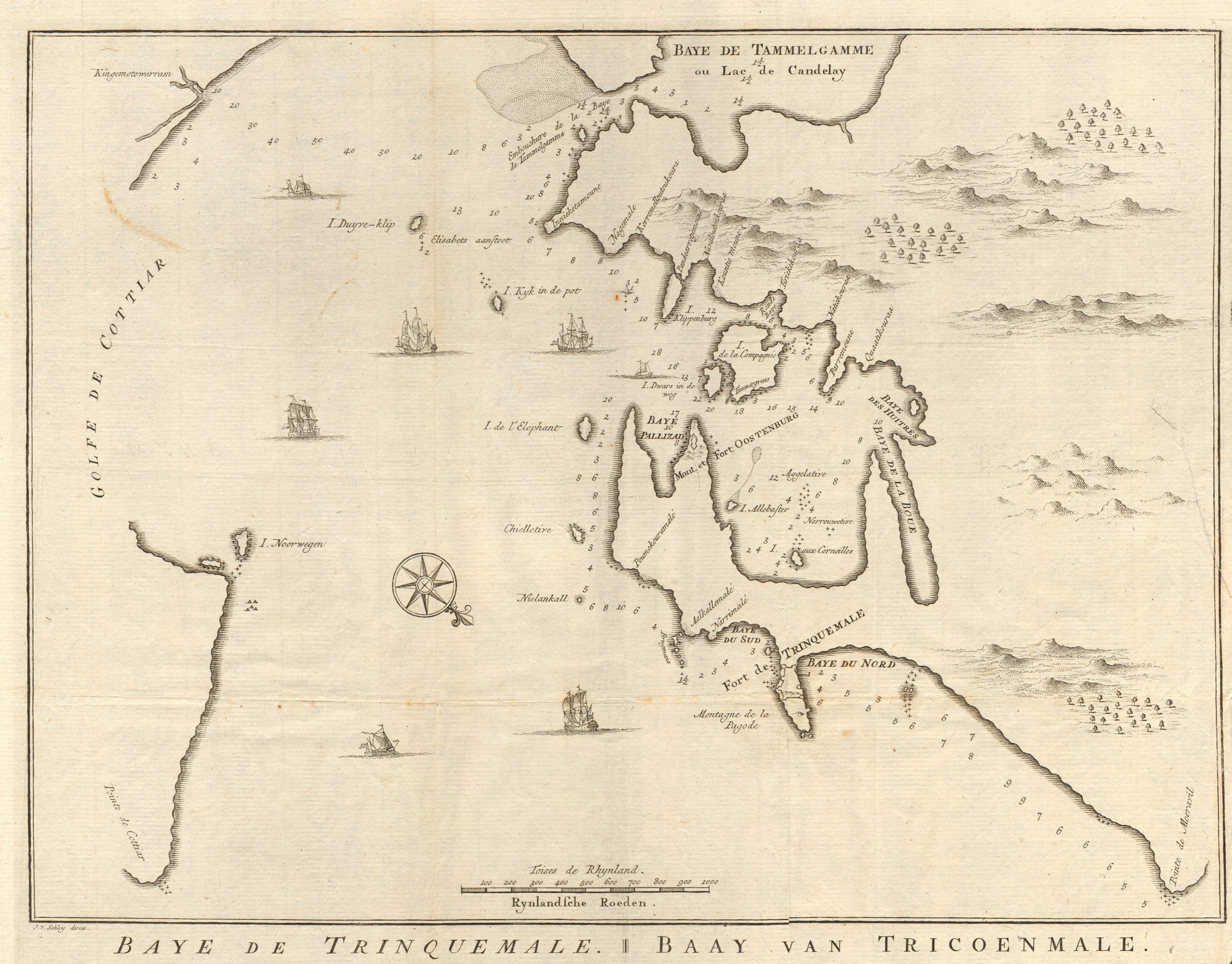 'Carte de la Baye de Trinquemale'. Trincomalee Sri Lanka. BELLIN/SCHLEY 1755 map