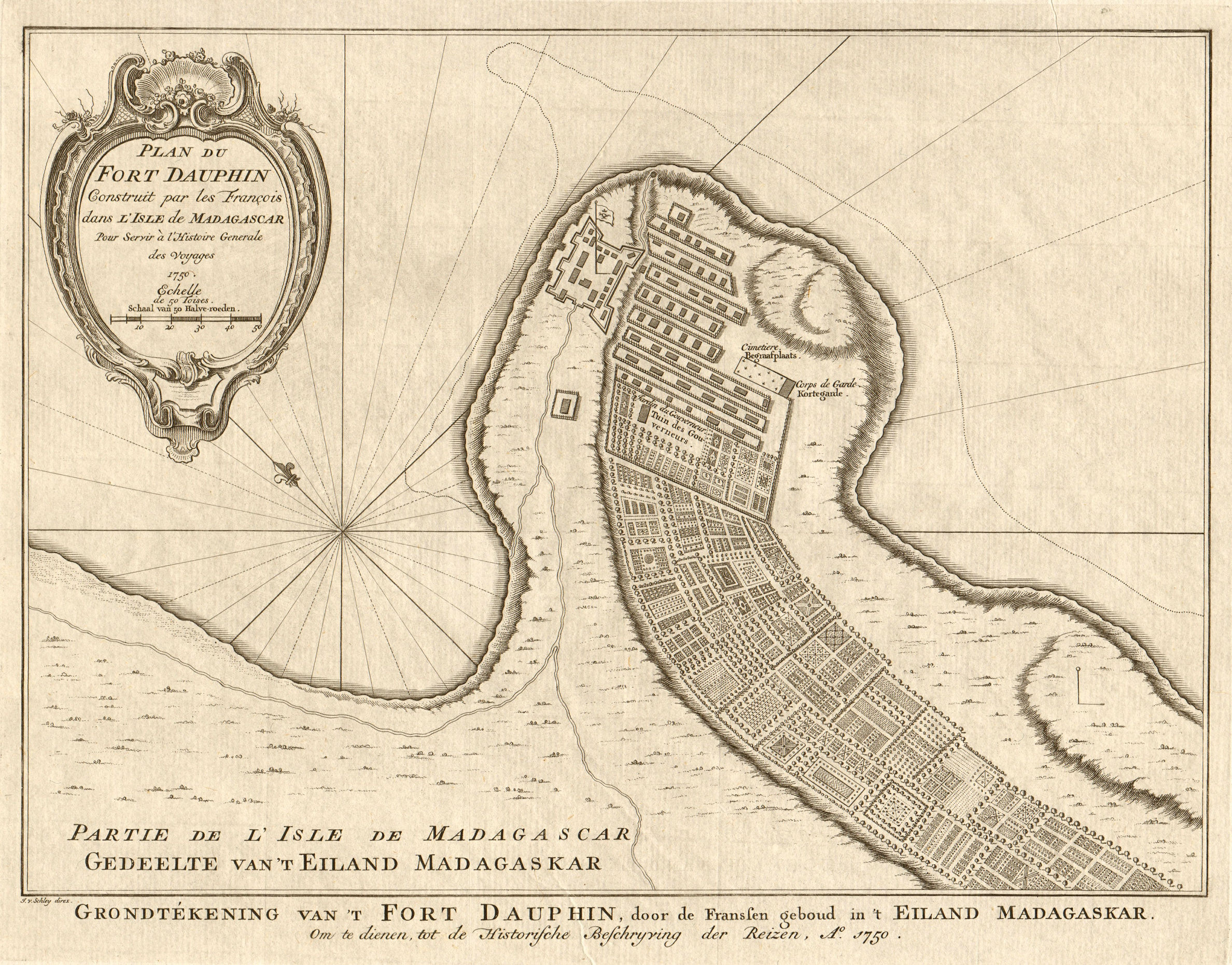Associate Product 'Plan du Fort Dauphin', Madagascar. Tolanaro city plan. BELLIN/SCHLEY 1755 map