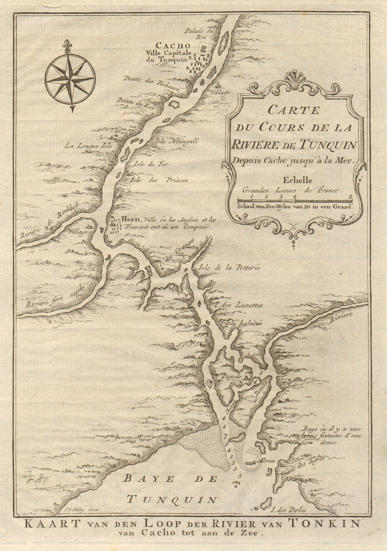 'La Rivière de Tonquin…'. Red River, Vietnam. Hanoi. BELLIN/SCHLEY 1755 map