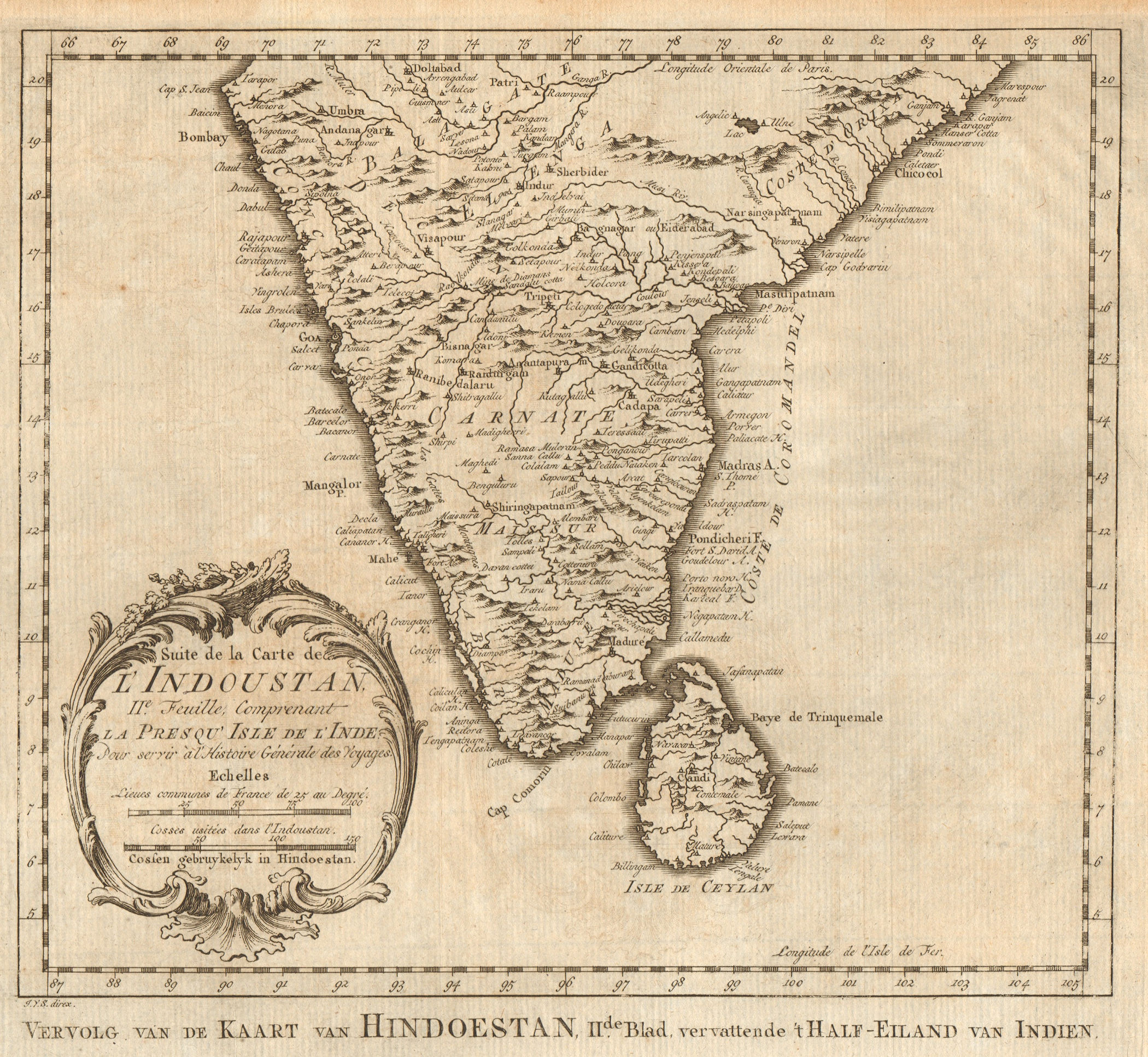 Associate Product Suite de la carte de l’Indoustan 2nd sheet Southern India BELLIN/SCHLEY 1755 map