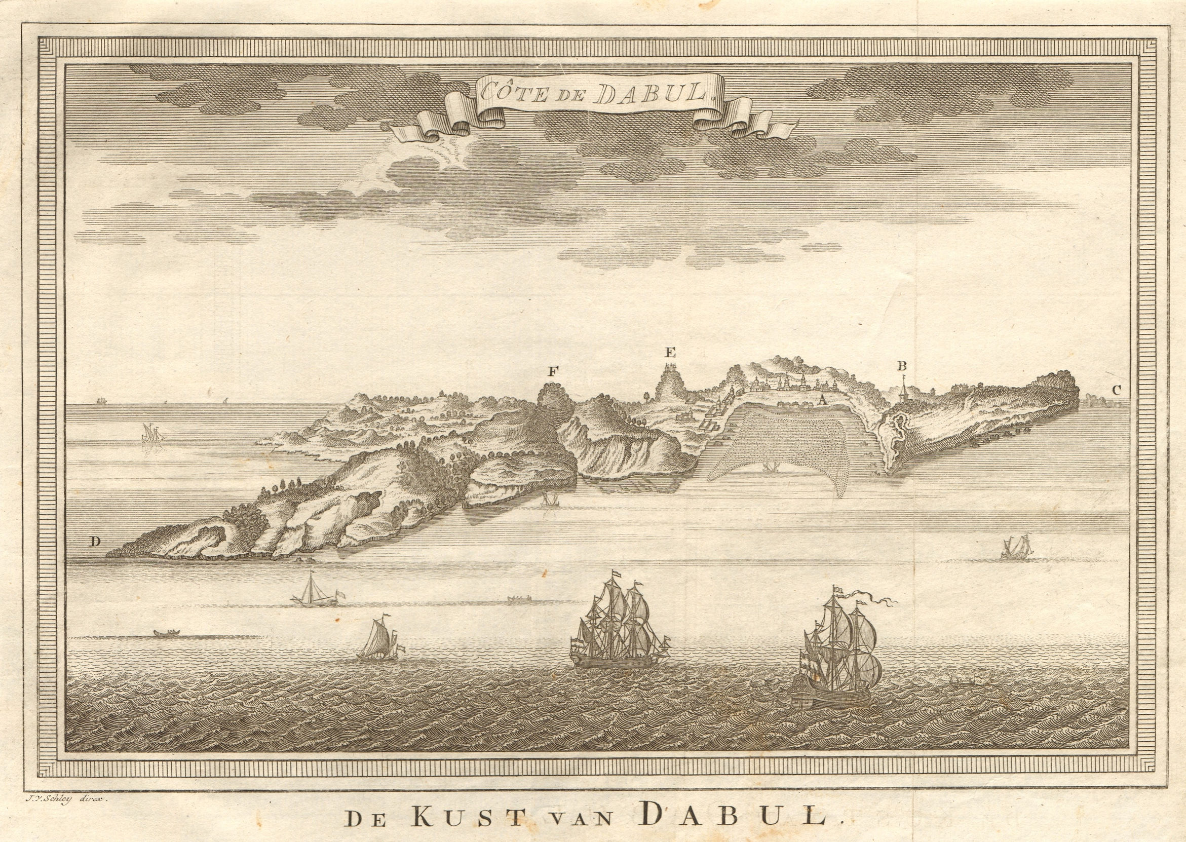 Associate Product 'Côte de Dabul'. India. Coast of Dabhol. BELLIN / SCHLEY 1755 old antique map