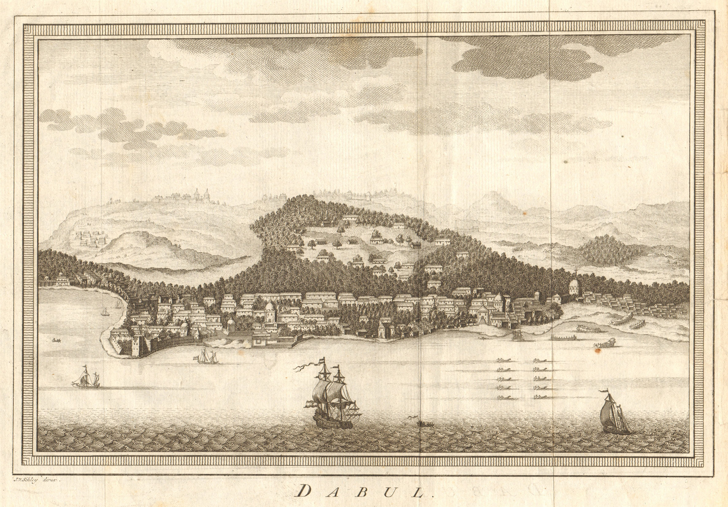 Associate Product 'Dabul'. View of Dabhol, Ratnagiri district, Maharashtra, India. SCHLEY 1755