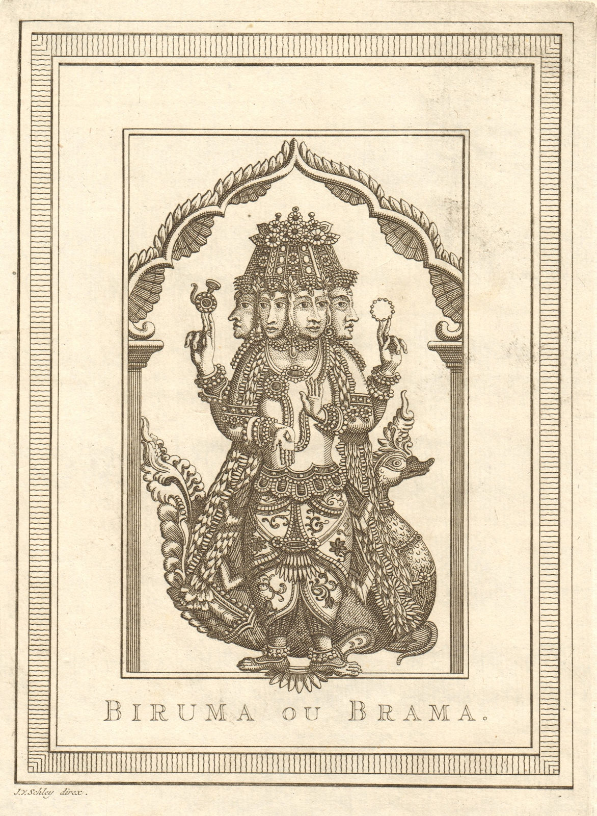 'Biruma, ou Brama'. India. Brahma. Hindu Creator deity god. SCHLEY 1755 print