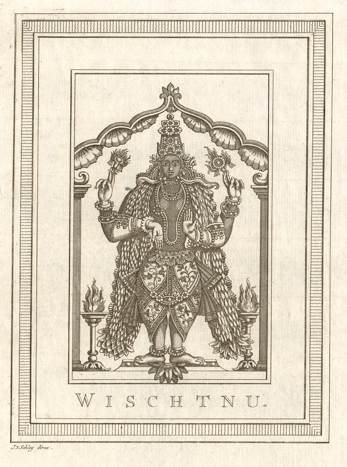 'Wischtnu'. India. Vishnu. Hindu deity god. SCHLEY 1755 old antique print