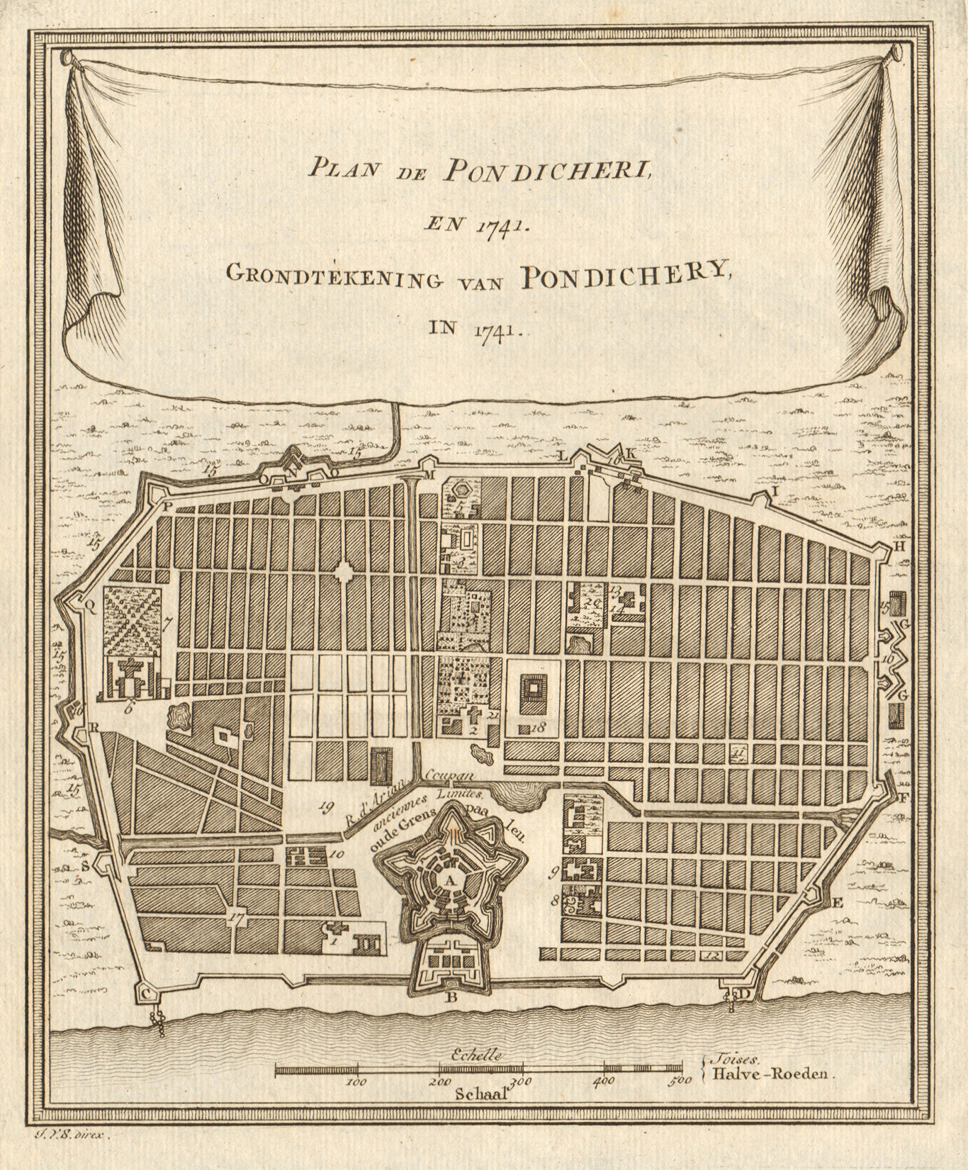 Associate Product 'Plan de Pondichery, en 1741'. Pondicherry Puducherry. BELLIN/SCHLEY 1756 map
