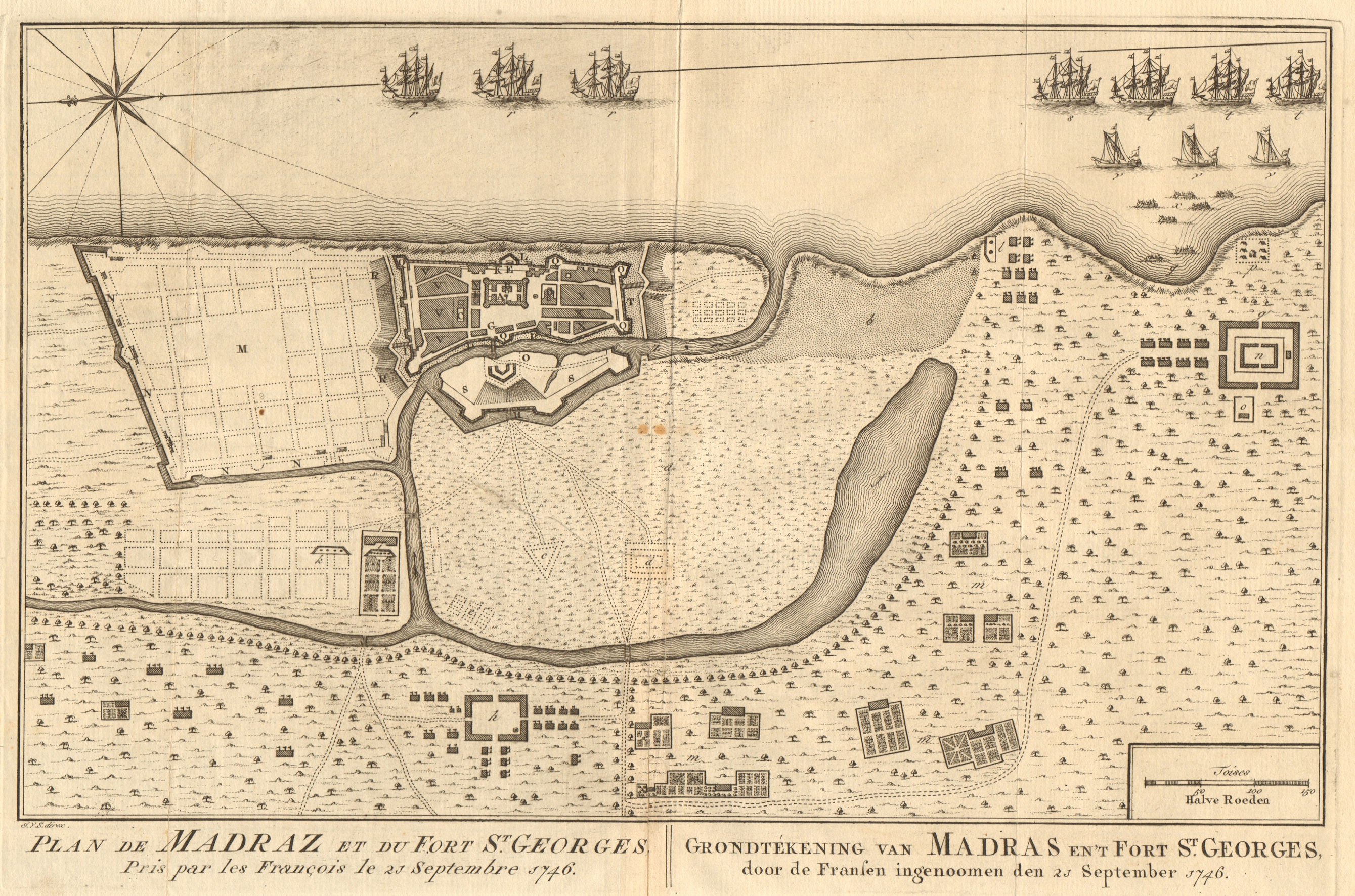 Associate Product 'Plan de Madraz et du Fort St. Georges'. Madras Chennai. BELLIN/SCHLEY 1756 map
