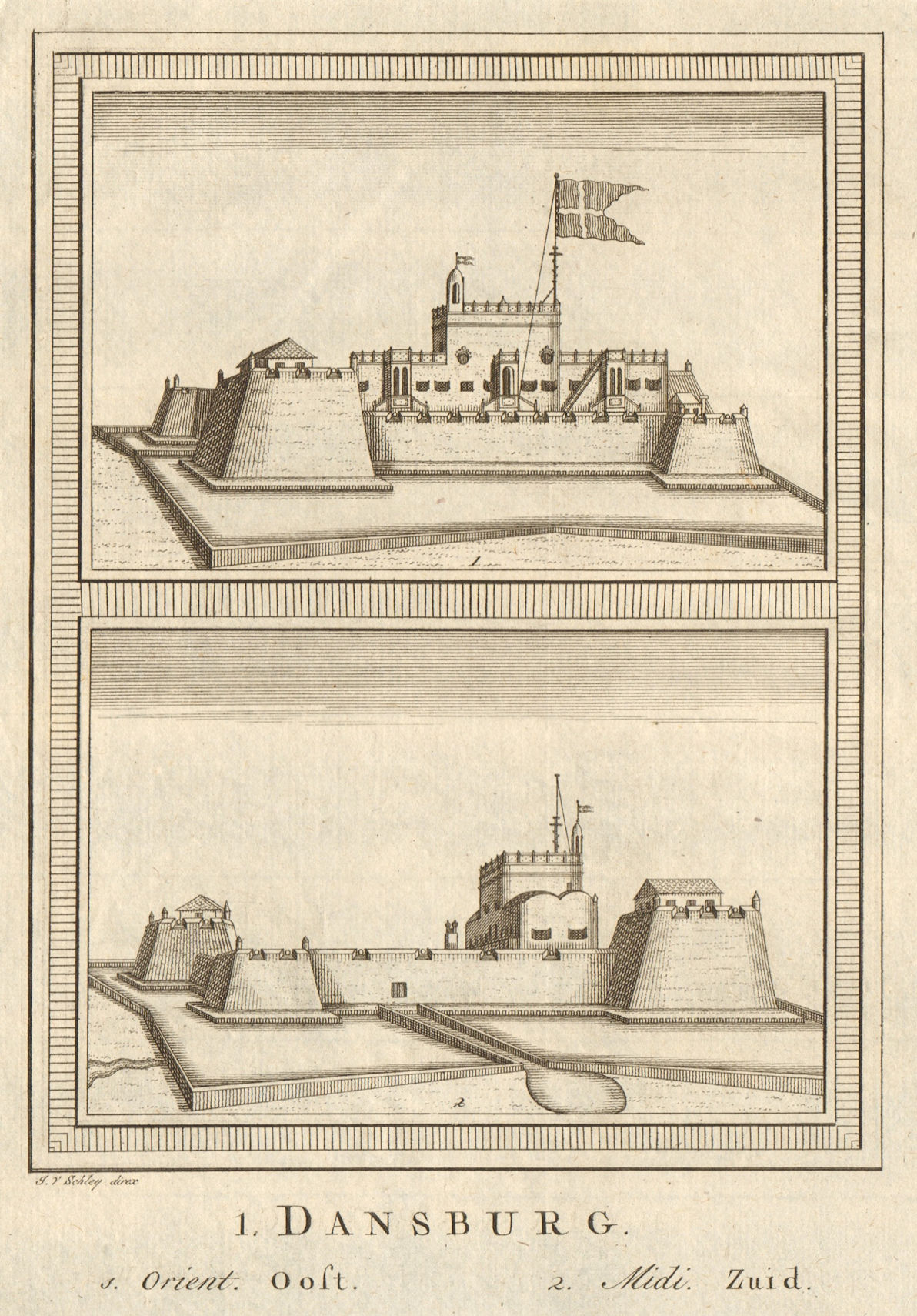 Fort Dansborg. Danish Fort, Tharangambadi, Tamil Nadu. East & south. SCHLEY 1756