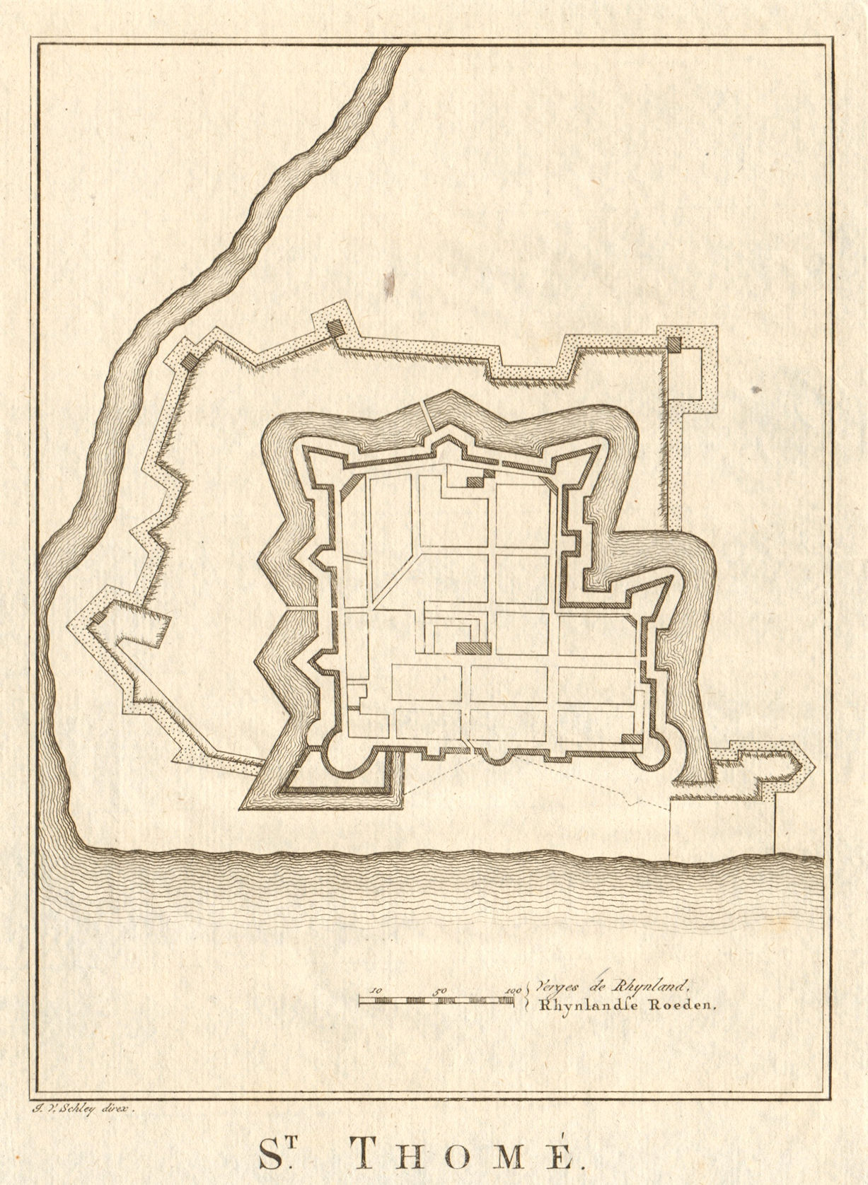 Associate Product 'St. Thomé'. India. St. Thome Portuguese fort, Chennai. BELLIN / SCHLEY 1756 map