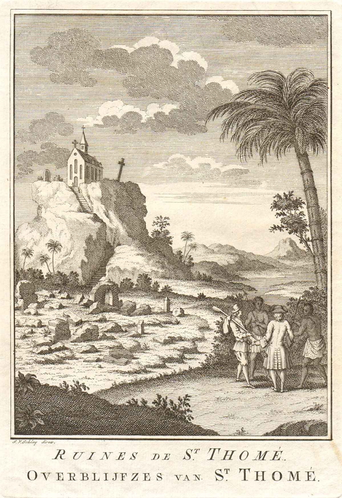 'Ruines de St. Thomé'. India. St Thomas Mount, Chennai. SCHLEY 1756 old print