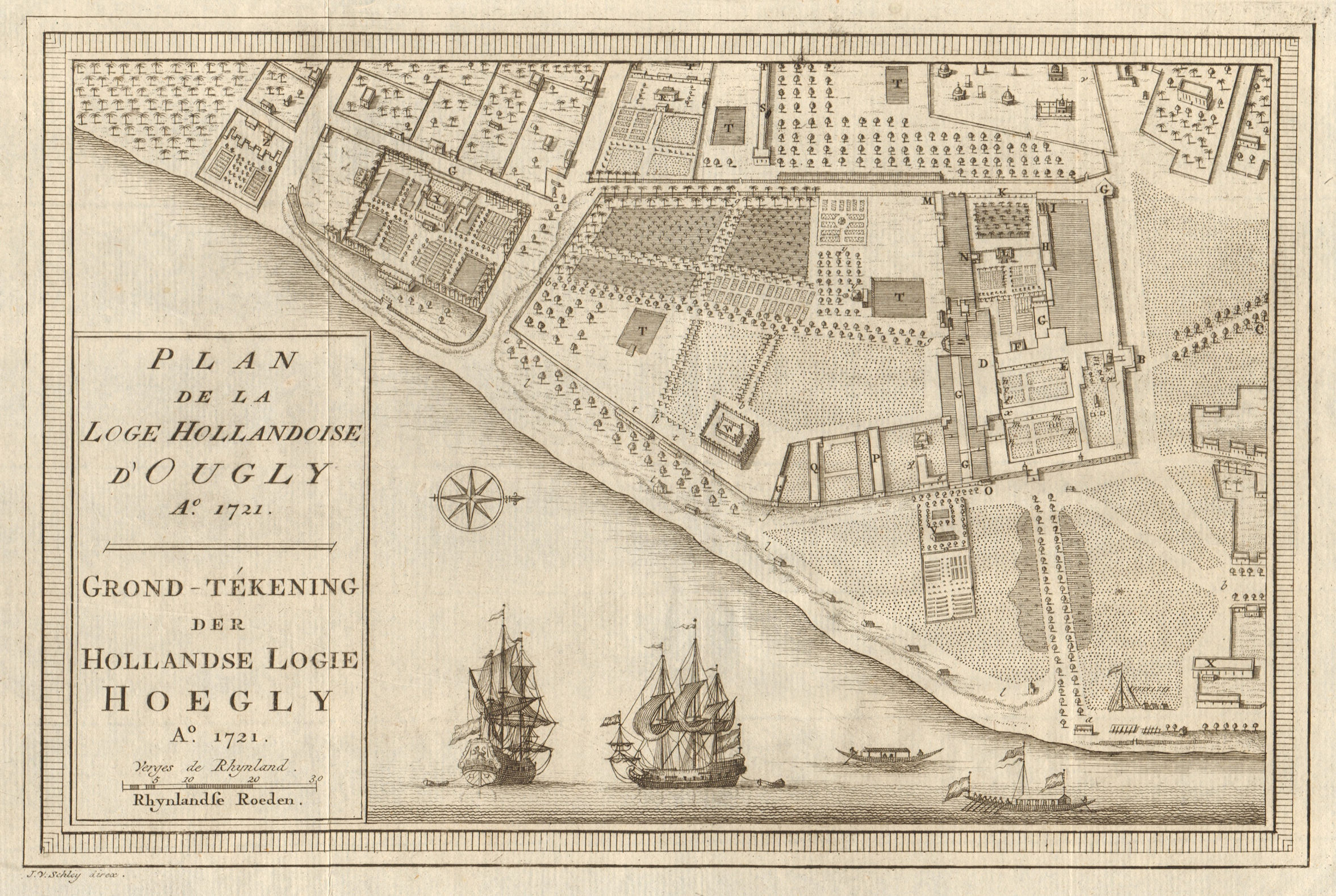 'Plan de la Loge Hollandoise d’Ougly'. Hooghly-Chinsurah. BELLIN/SCHLEY 1756 map