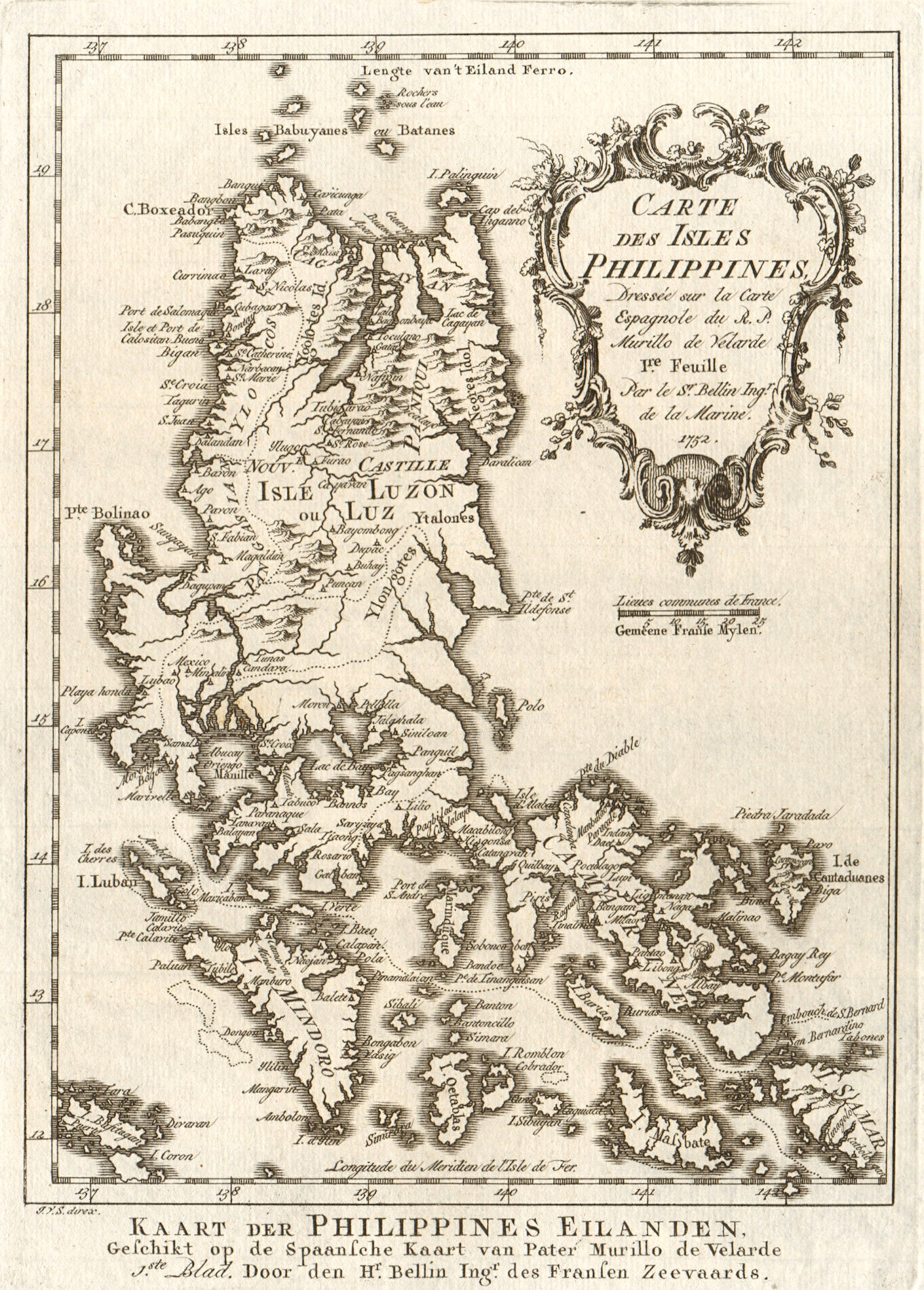 'Carte des Isles Philippines' North sheet. Luzon Mindoro. BELLIN/SCHLEY 1756 map