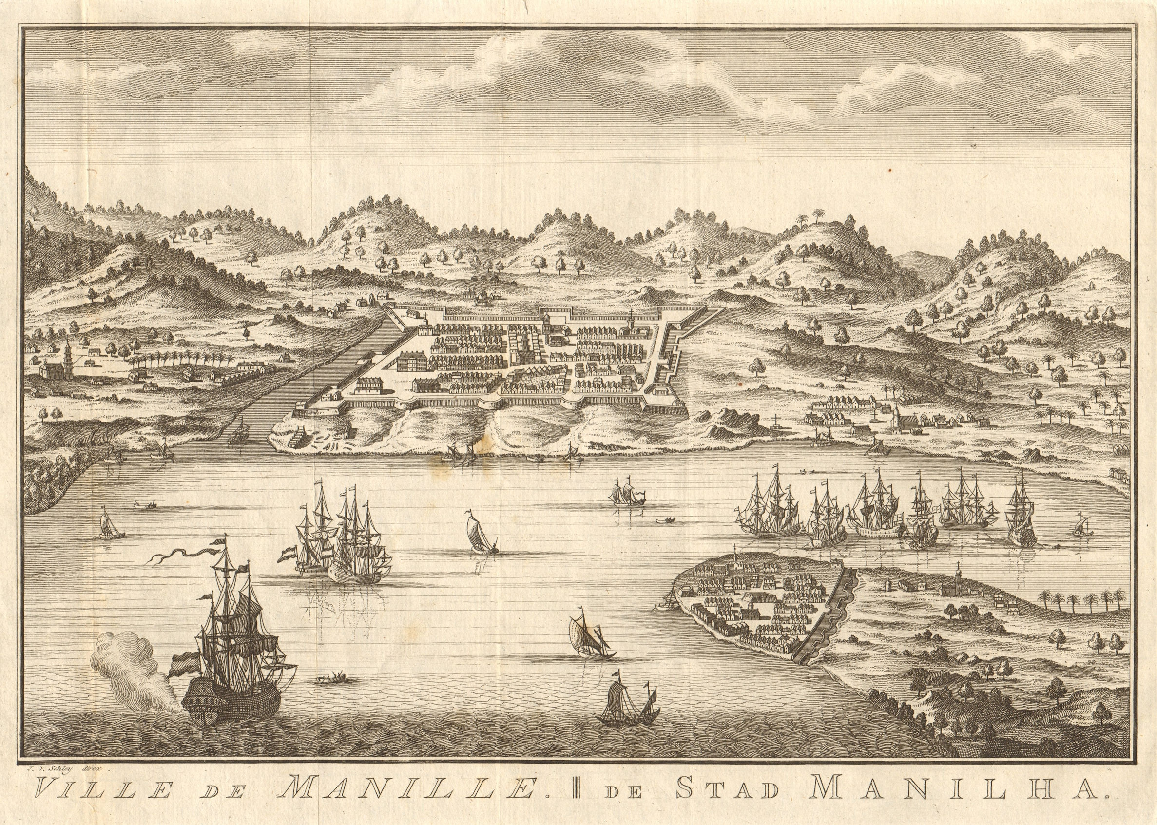 'Ville de Manille'. A view of the city of Manila, Philippines. SCHLEY 1756