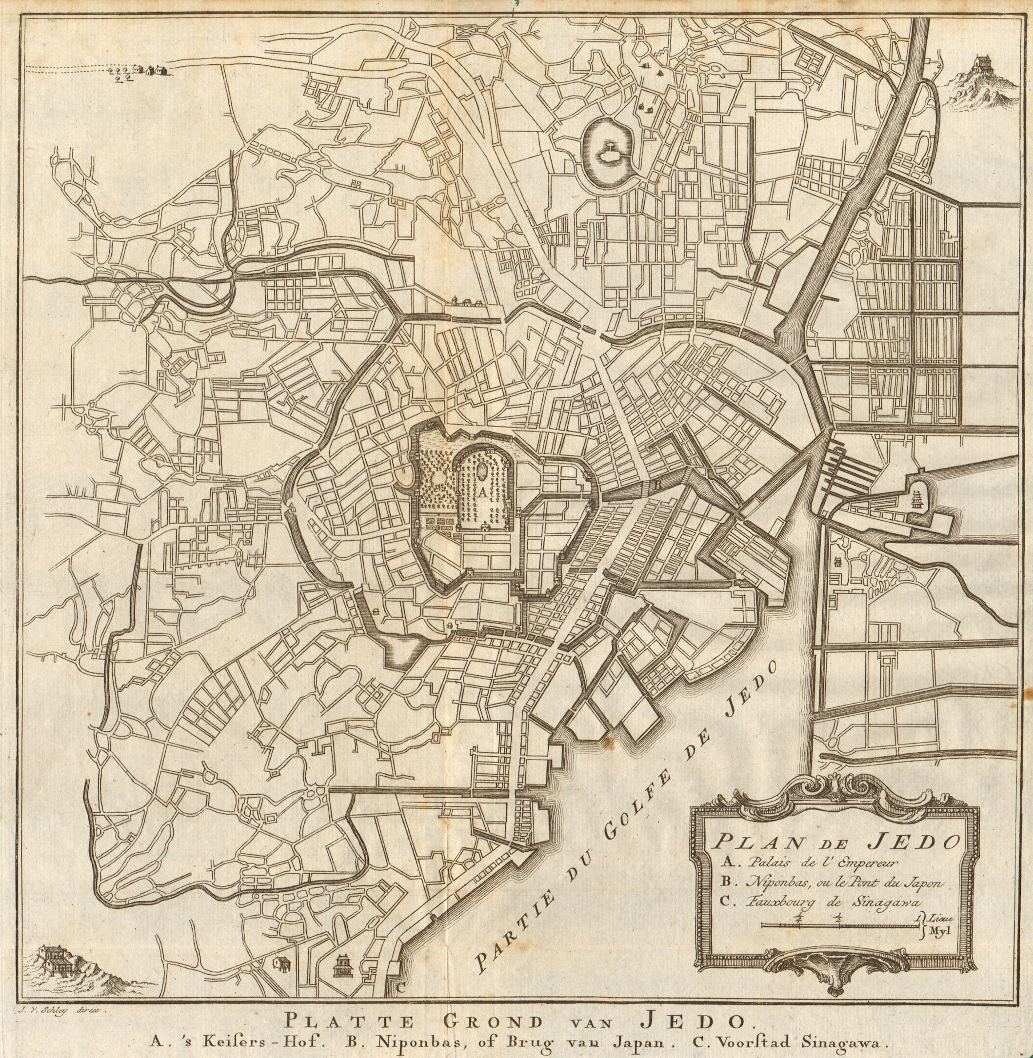 'Plan de Jedo'. Tokyo town city plan. Japan. BELLIN/SCHLEY 1756 old map