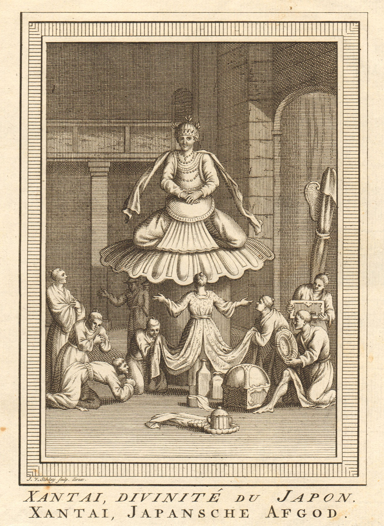 'Xantai, Divinité du Japon'. Oda Nobunaga, a Japanese deity. SCHLEY 1756 print