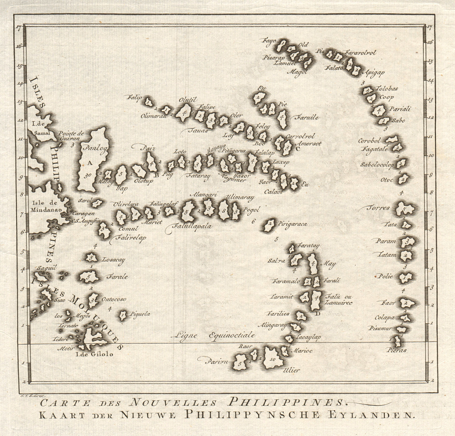 'Carte des Nouvelles Philippines'. Caroline islands. BELLIN/SCHLEY 1757 map