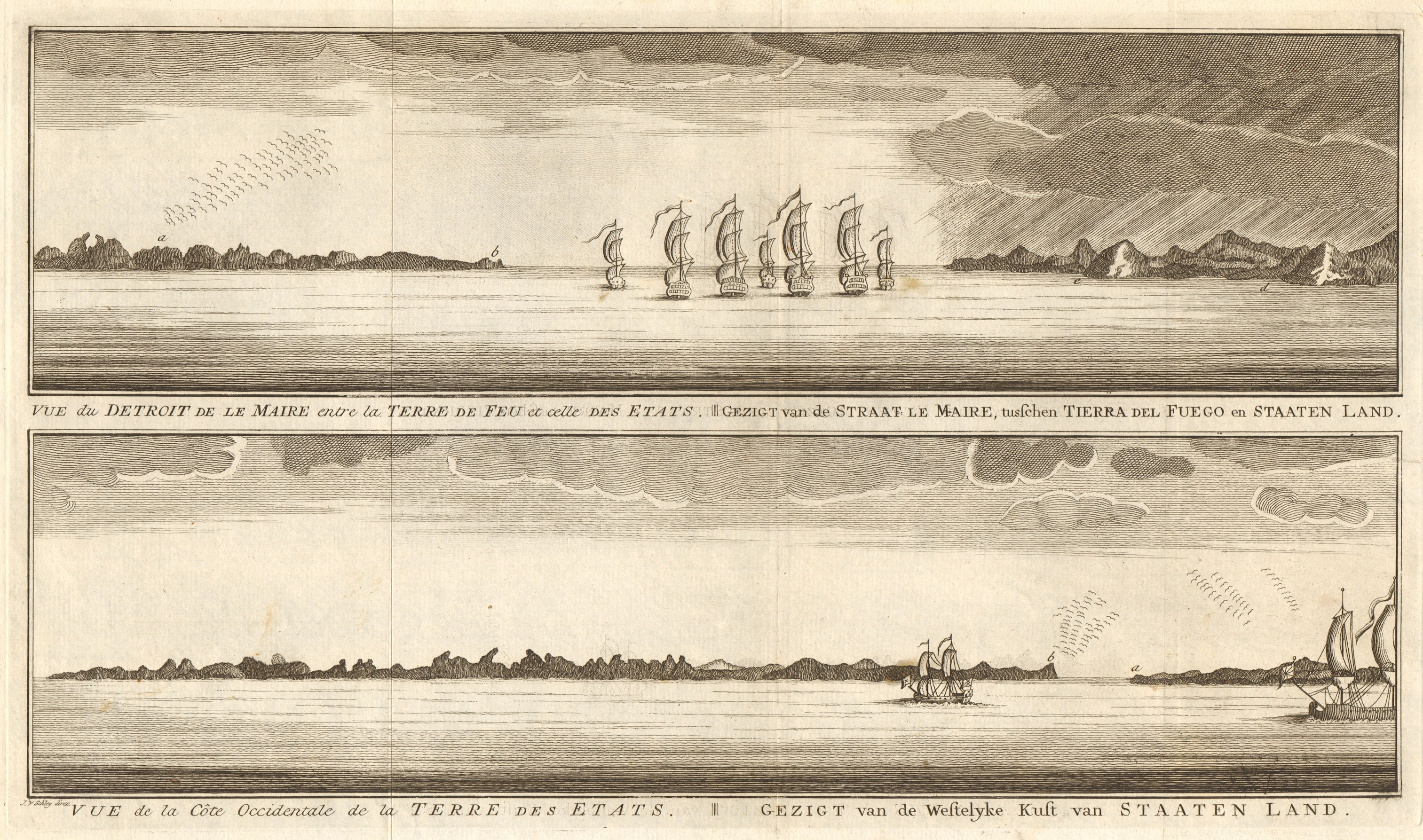 Argentina coast profile. Le Maire Strait. Tierra del Fuego. Estados. SCHLEY 1757