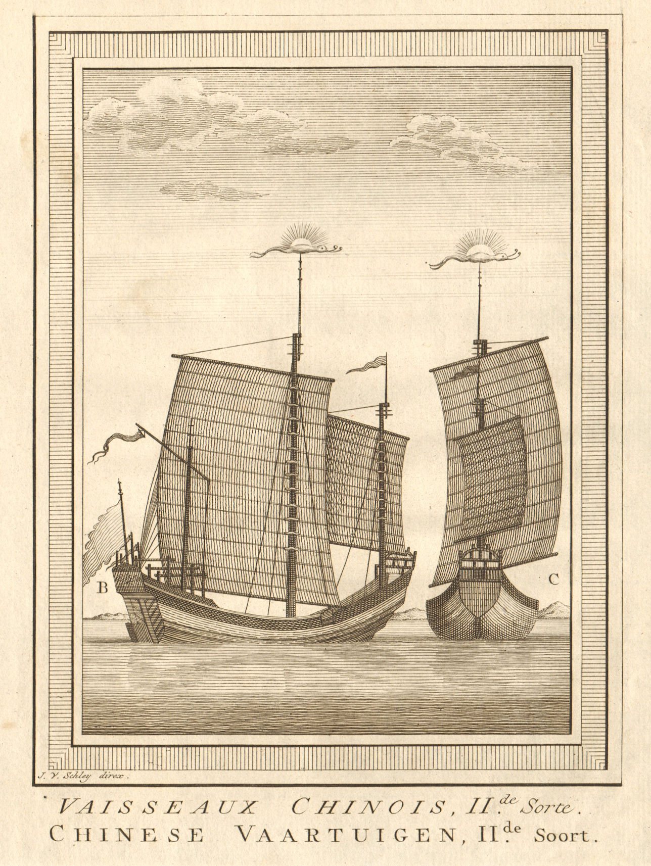'Vaisseaux Chinois, II.de Sorte'. China. Chinese junks boats ships. SCHLEY 1757