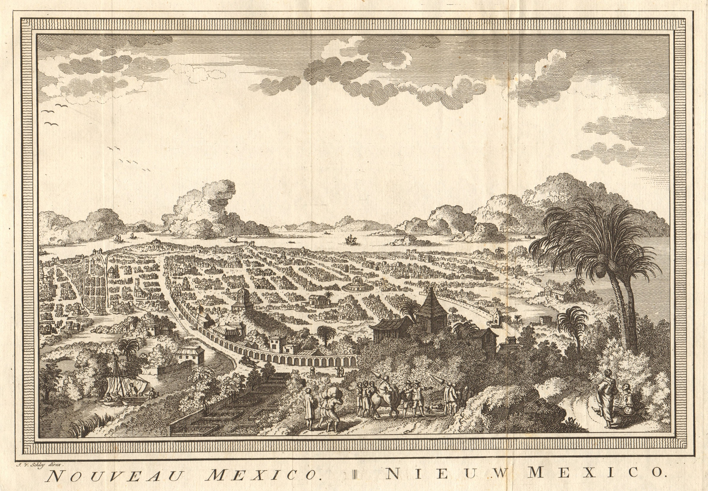 Associate Product 'Nouveau Mexico'. Mexico City as it was in the 18th century. SCHLEY 1758 print