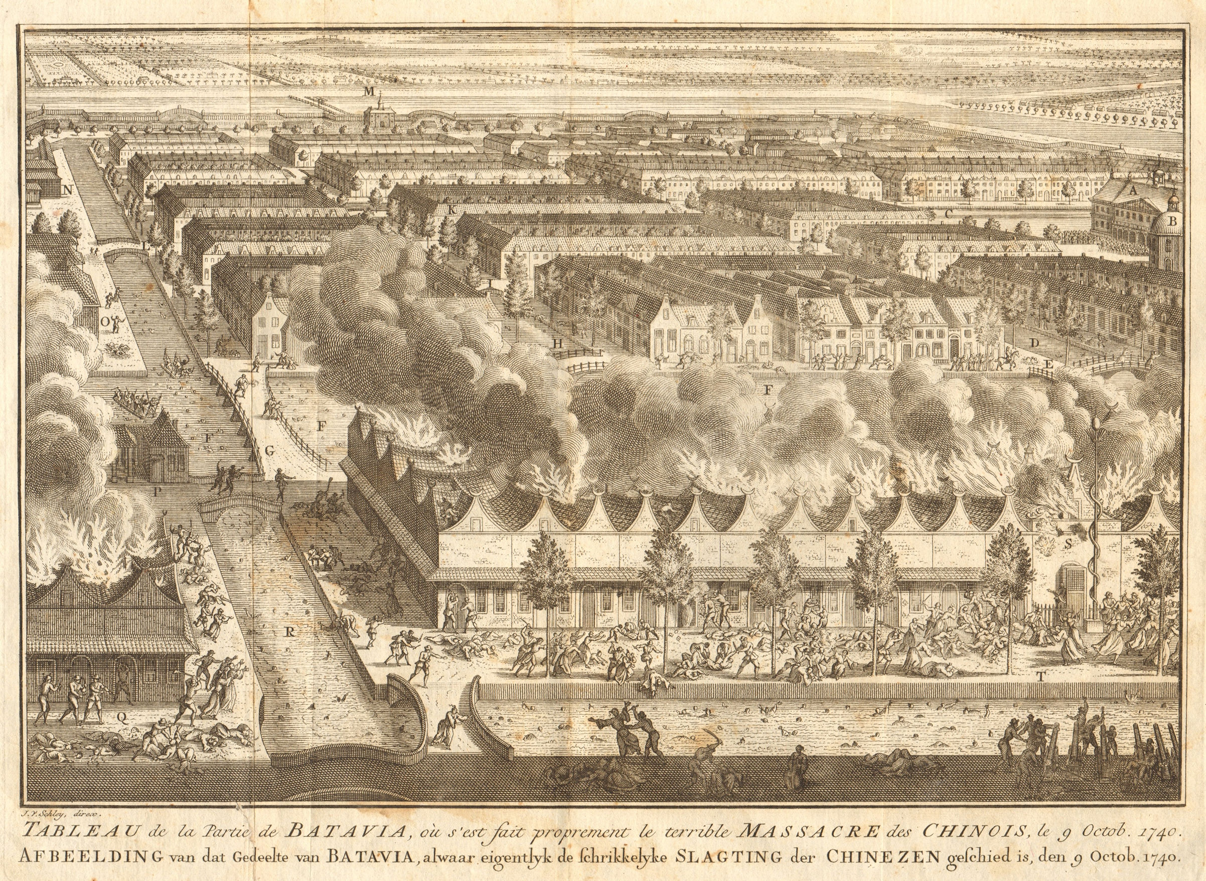 1740 Batavia pogrom. Massacre of Chinese. Jakarta Dutch East Indies. SCHLEY 1763