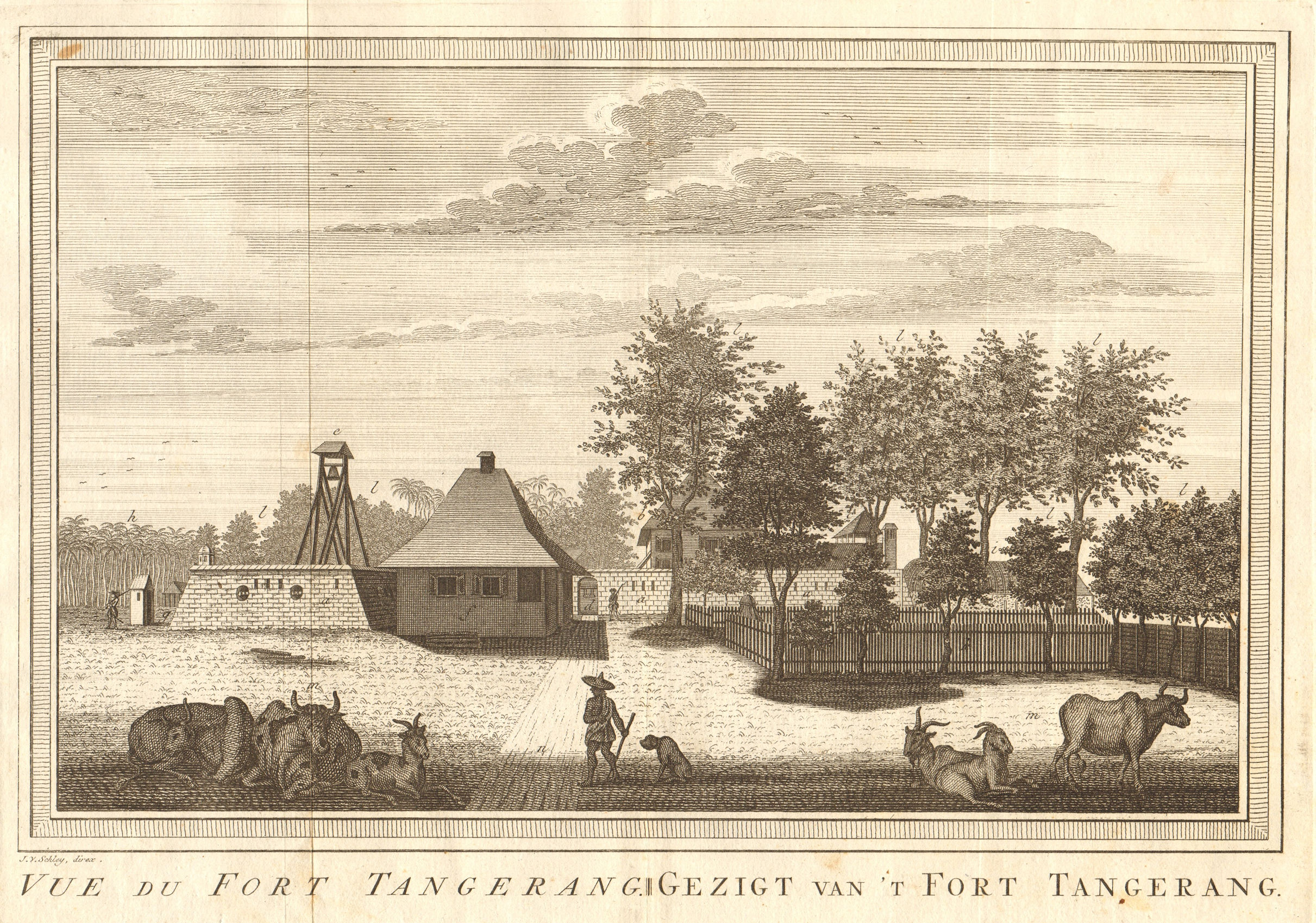 'Vue du Fort Tangerang', Batavia, Dutch East Indies. Jakarta. SCHLEY 1763