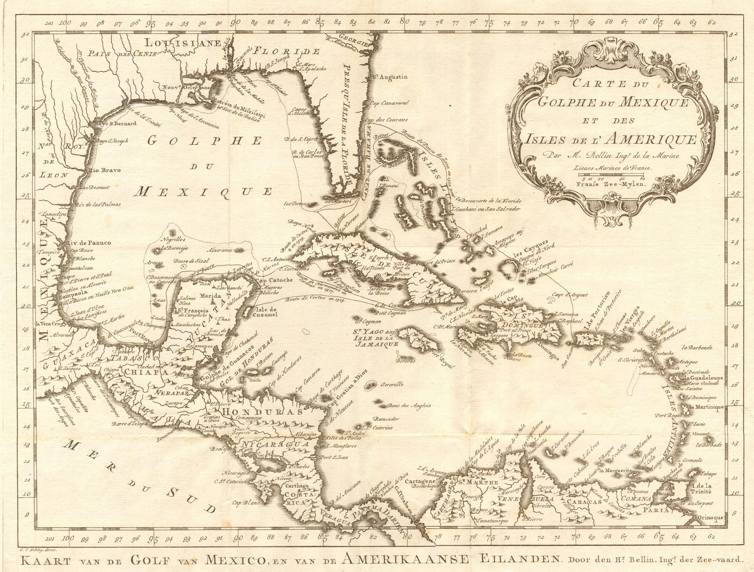 'Carte du Golfe du Mexique et des Isles de l'Amerique'. BELLIN/SCHLEY 1762 map
