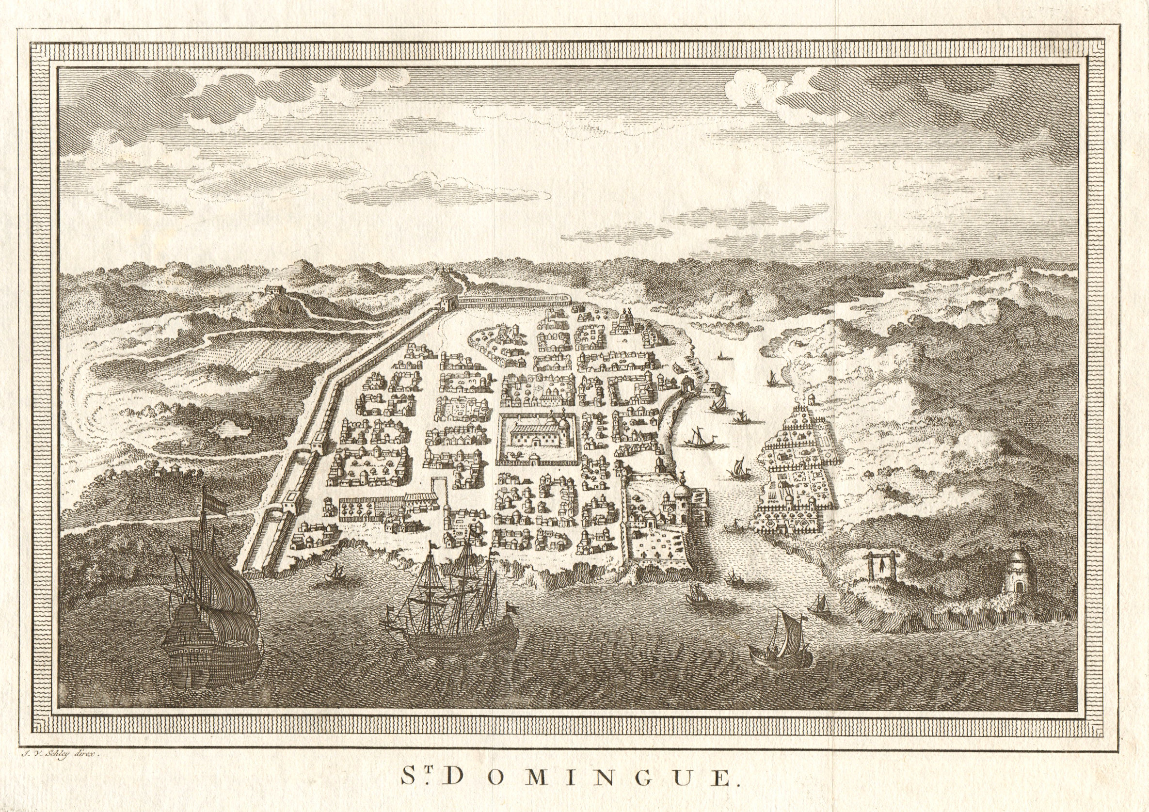 'St. Domingue'. City view of Santo Domingo, Dominican Republic. SCHLEY 1762
