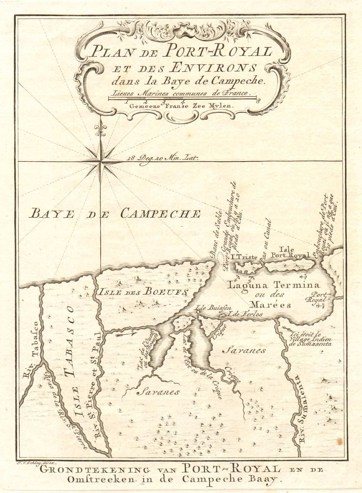 'Port Royal… Baye de Campeche'. Mexico Cuidad del Carmen. BELLIN/SCHLEY 1762 map