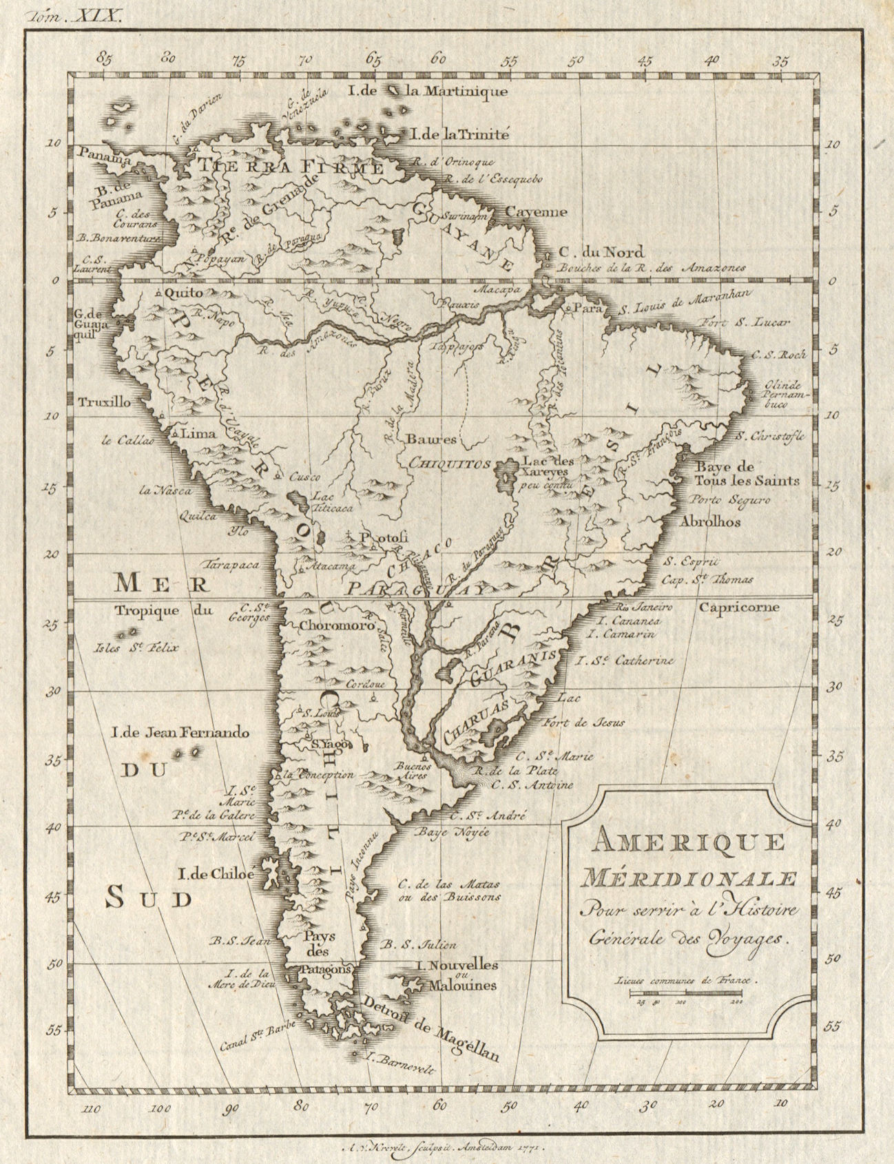 'Amerique Méridionale'. South America. BELLIN/SCHLEY 1772 old antique map