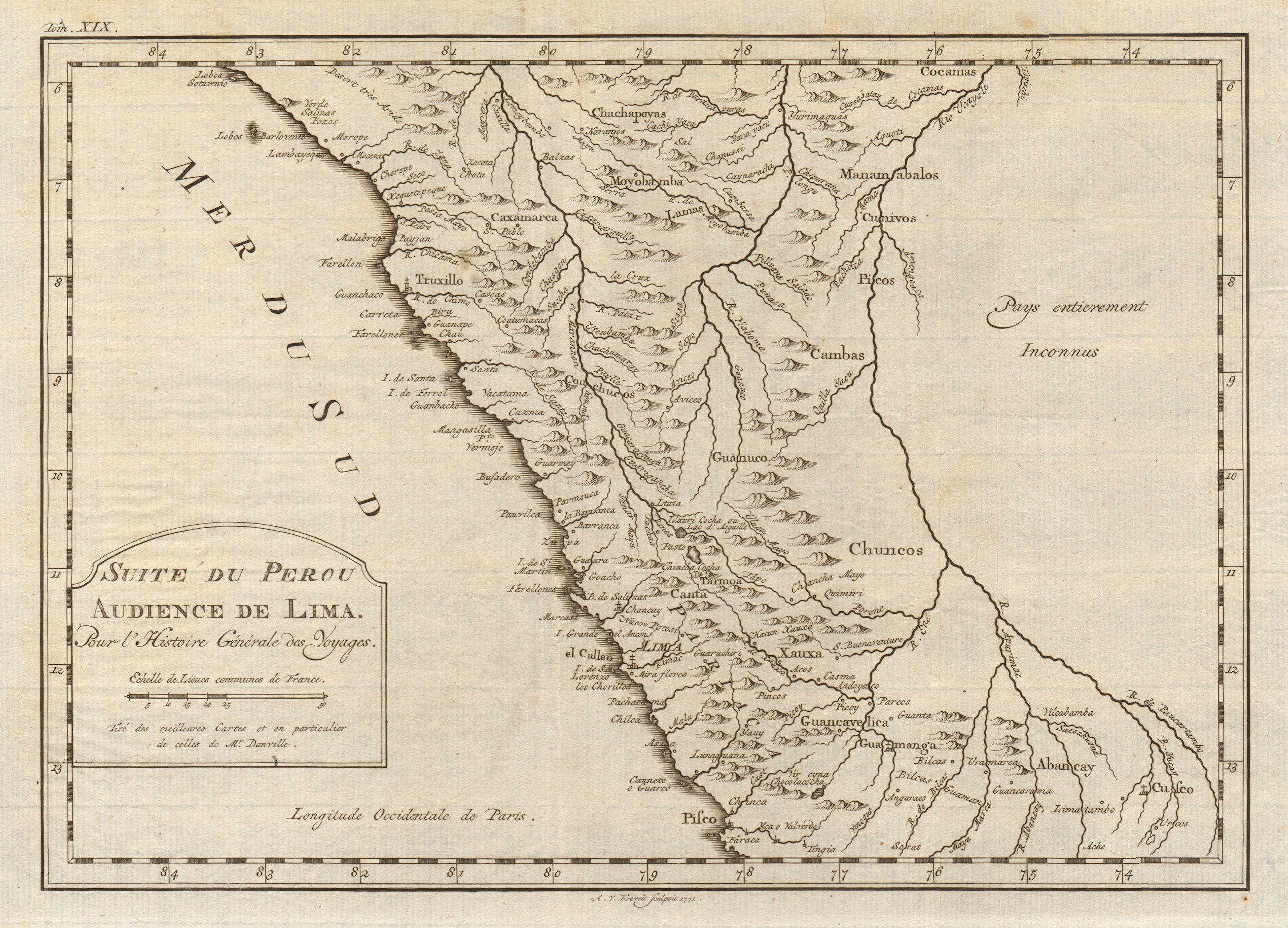 Associate Product 'Suite du Perou. Audience de Lima'. Peru. BELLIN/SCHLEY 1772 old antique map