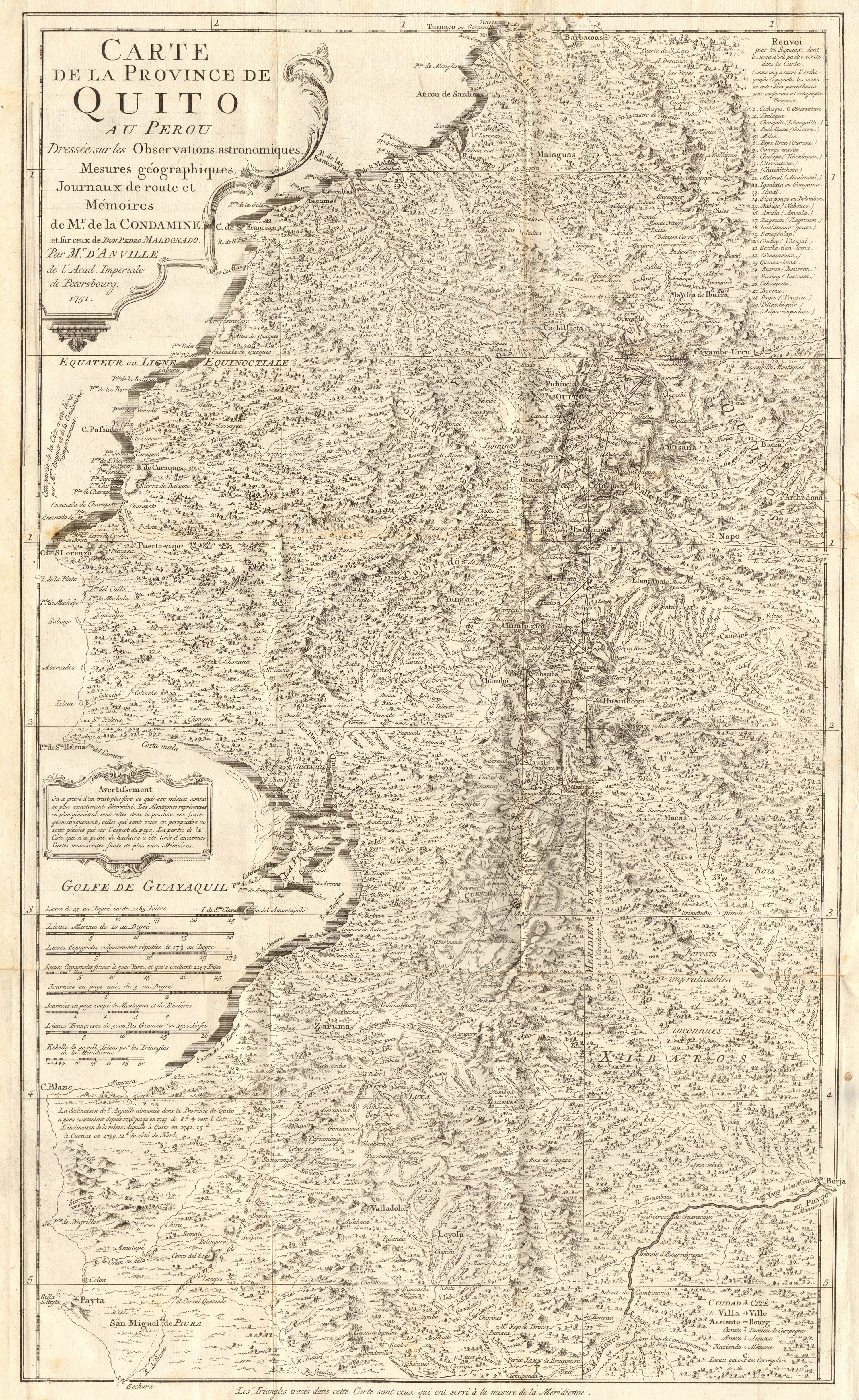 'Carte de la Province de Quito au Perou'. Ecuador. BELLIN/SCHLEY 1772 old map