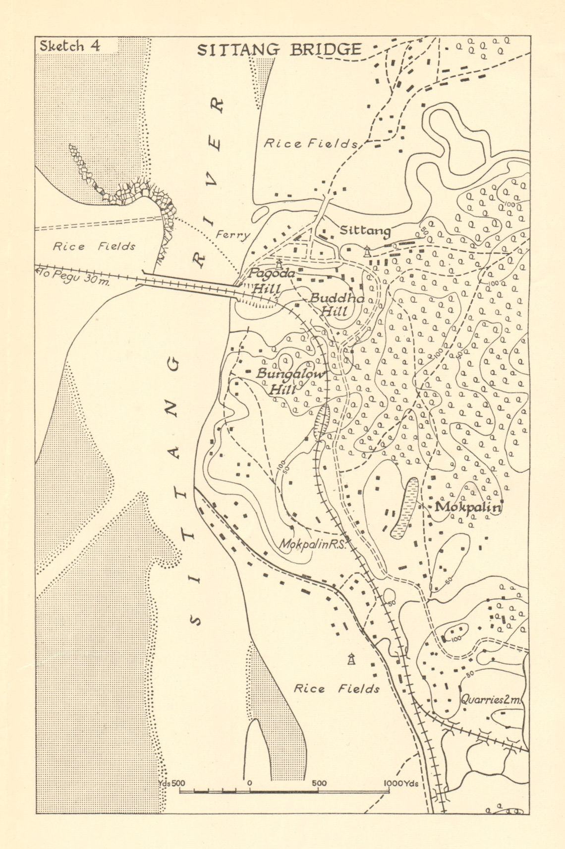 Associate Product Battle of Sittang Bridge 19-23 Feb 1942. Japanese conquest of Burma WW2 1961 map
