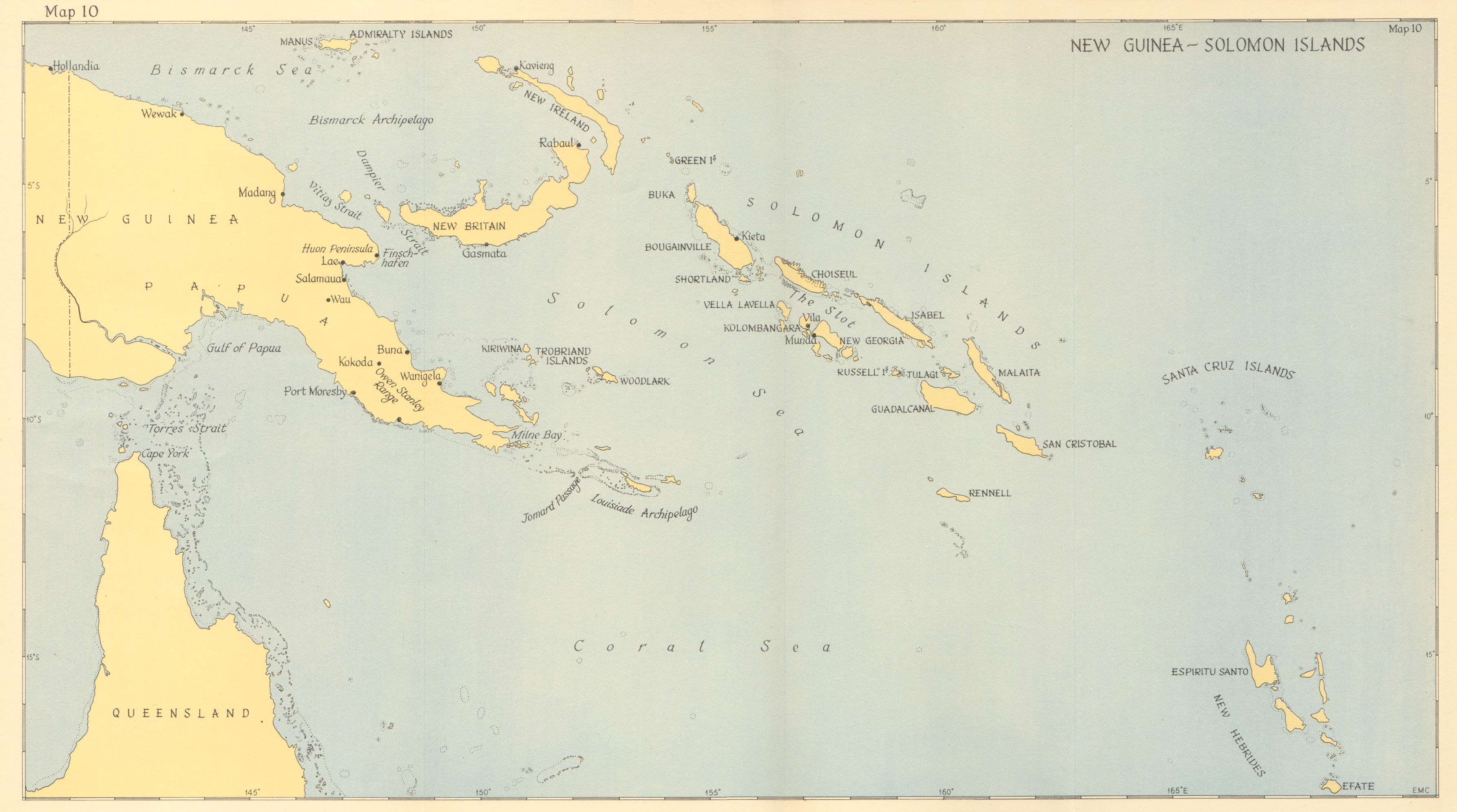 Associate Product New Guinea-Solomon Islands 1942/3. Pacific Campaign. World War 2 1961 old map