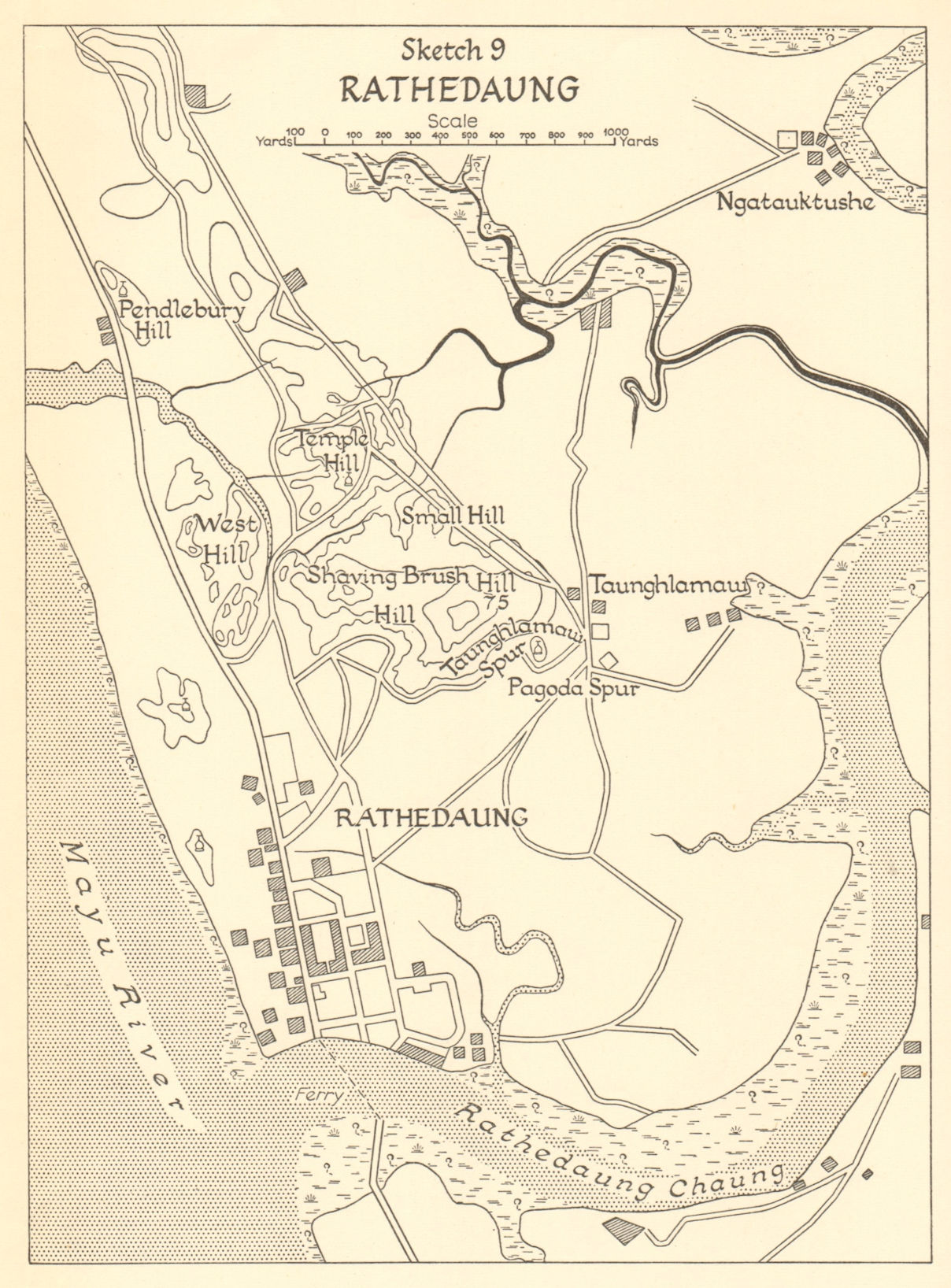 Associate Product Battle of Rathedaung 1943. Japanese conquest of Burma. World War 2 1961 map