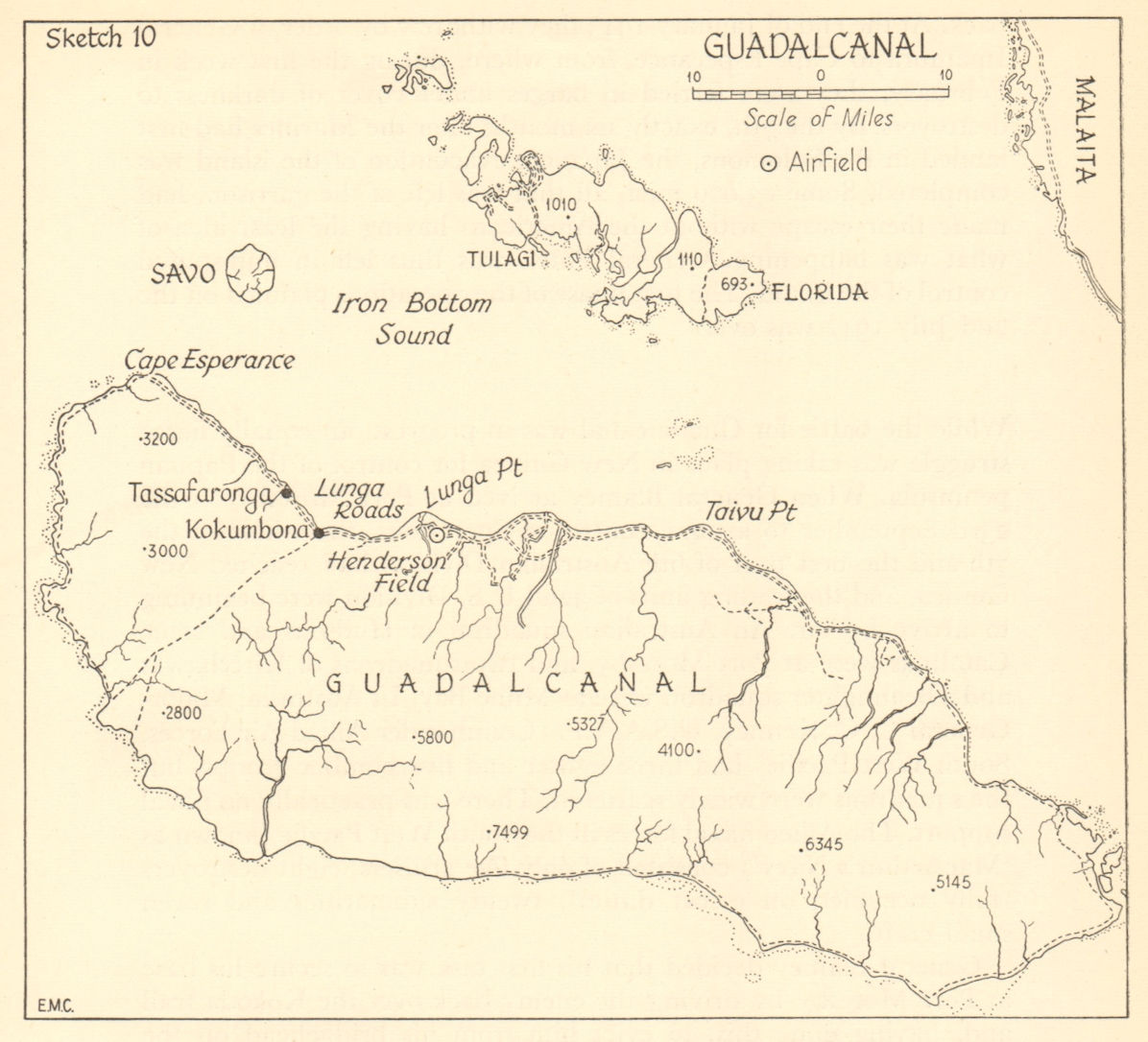 Associate Product Guadalcanal Campaign 1942/3. World War 2. Pacific. Solomon Islands 1961 map