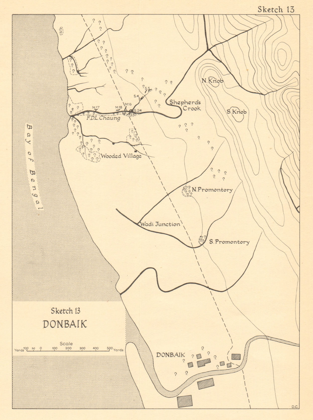 Associate Product Donbaik 1943. Burma Campaign. World War 2. Myanmar. Arakan 1961 old map