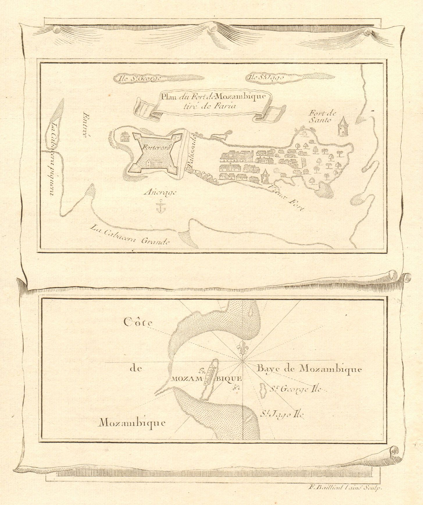 Associate Product 'Plan du Fort de Mozambique' Island. Fort Sao Sebastiao. BELLIN 1746 old map