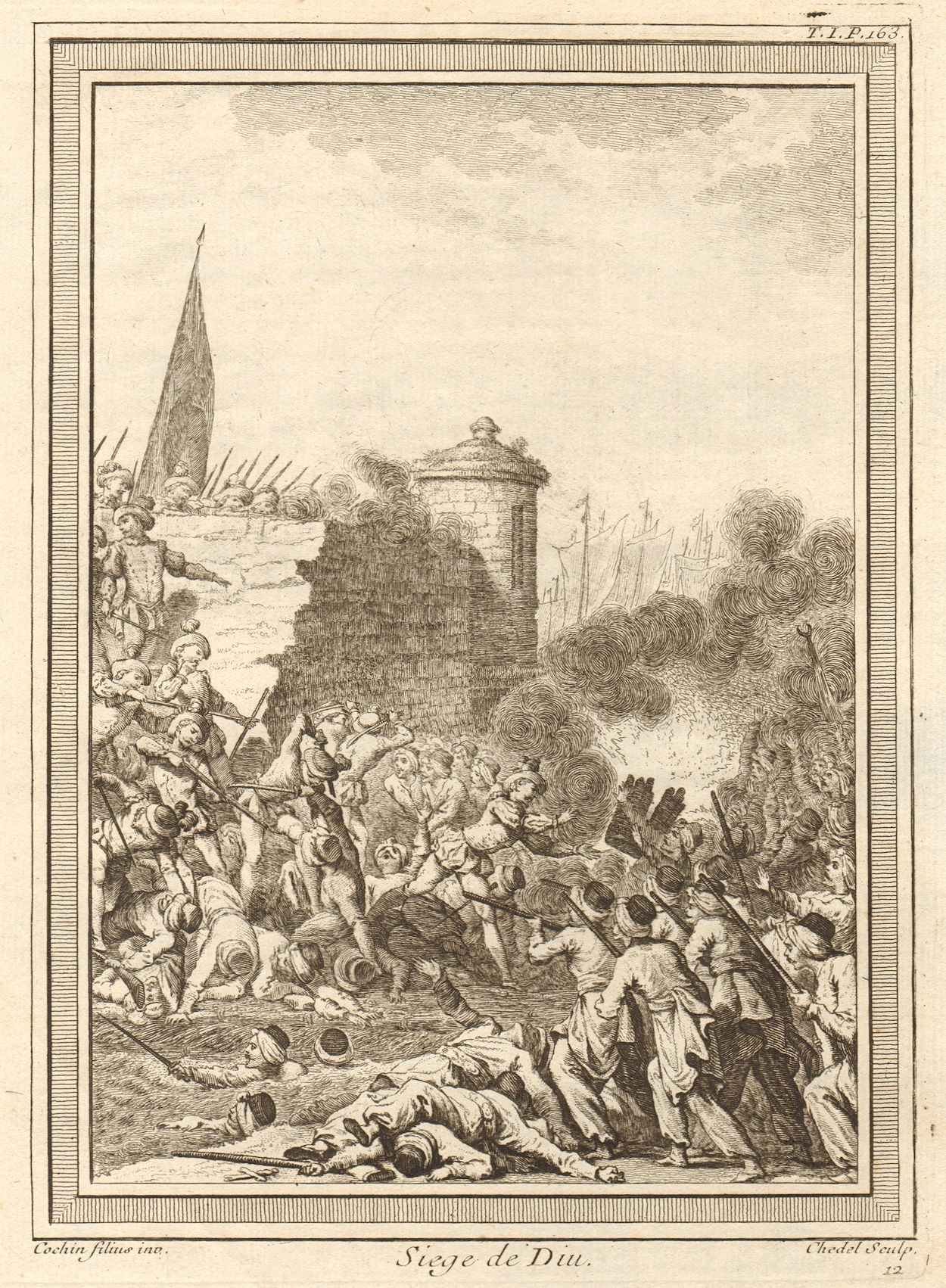'Siege de Diu'. India. The siege of Diu. 1538, 1546. Daman & Diu 1746 print