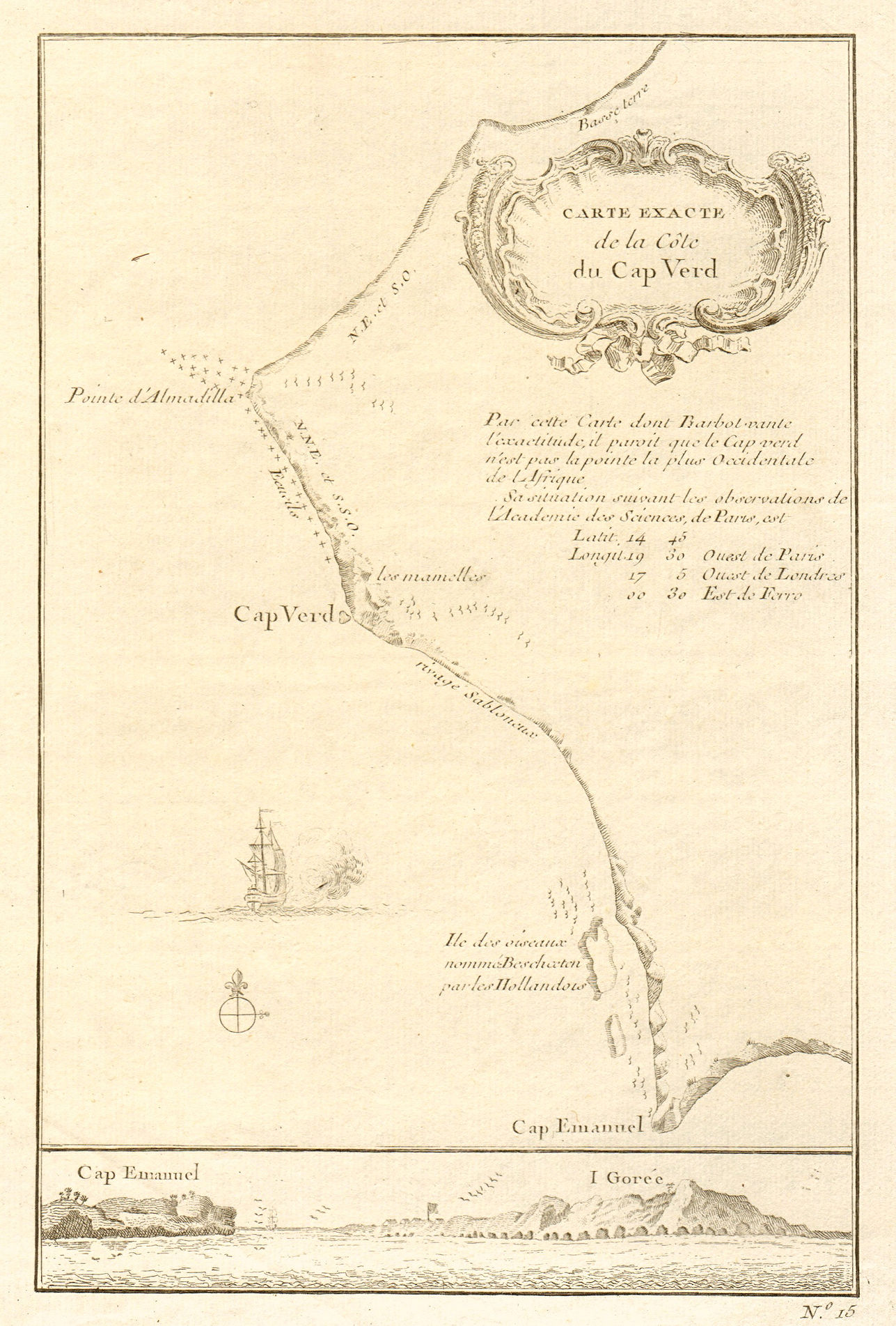 Associate Product 'Carte exacte de la Côte du Cap-Verd'. Cap Vert, Dakar, Senegal. BELLIN 1746 map