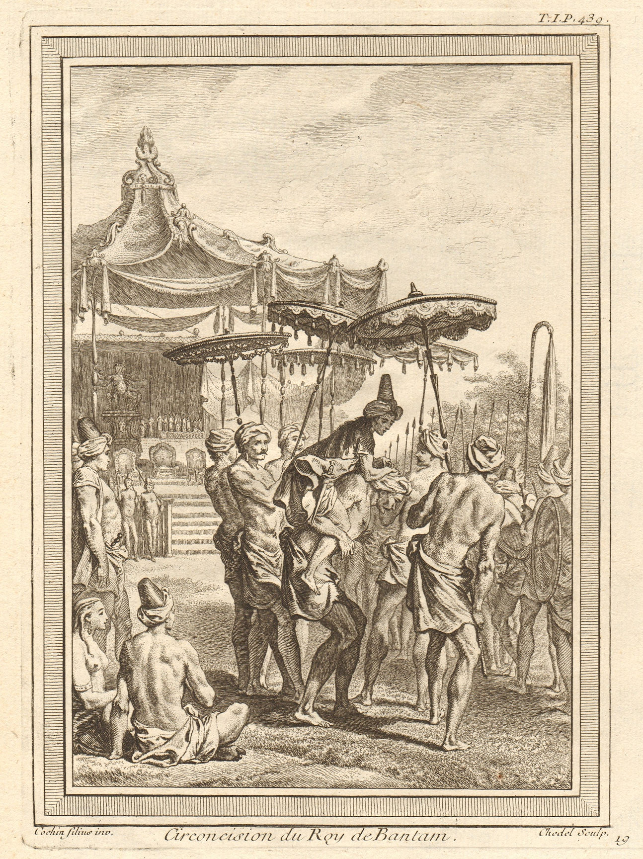 Circumcision of the King or Sultan of Banten (Bantam), Java 1746 old print