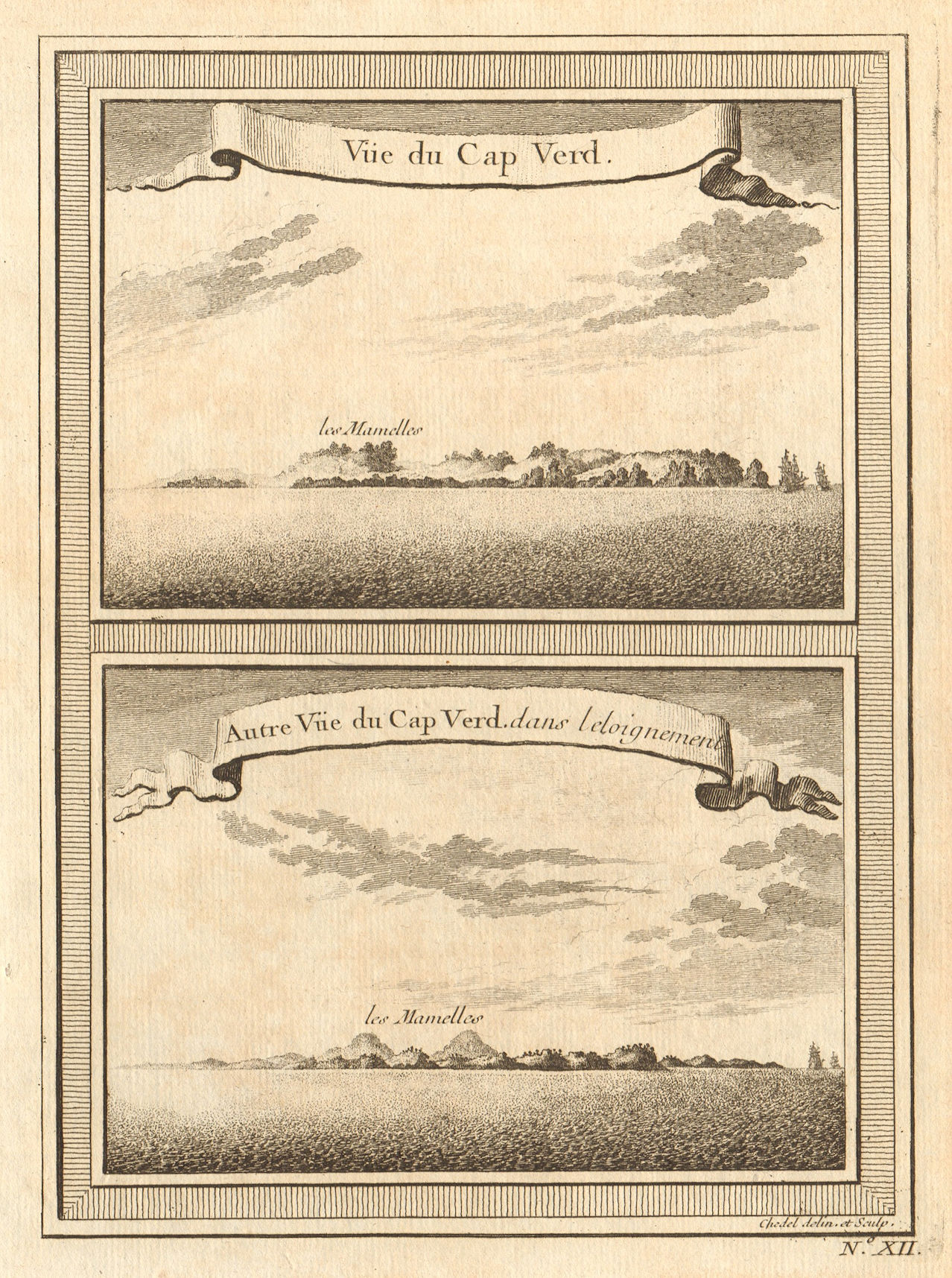 Associate Product Two views of Cap-Vert from the sea. Deux Mamelles, Dakar, Senegal 1746 print