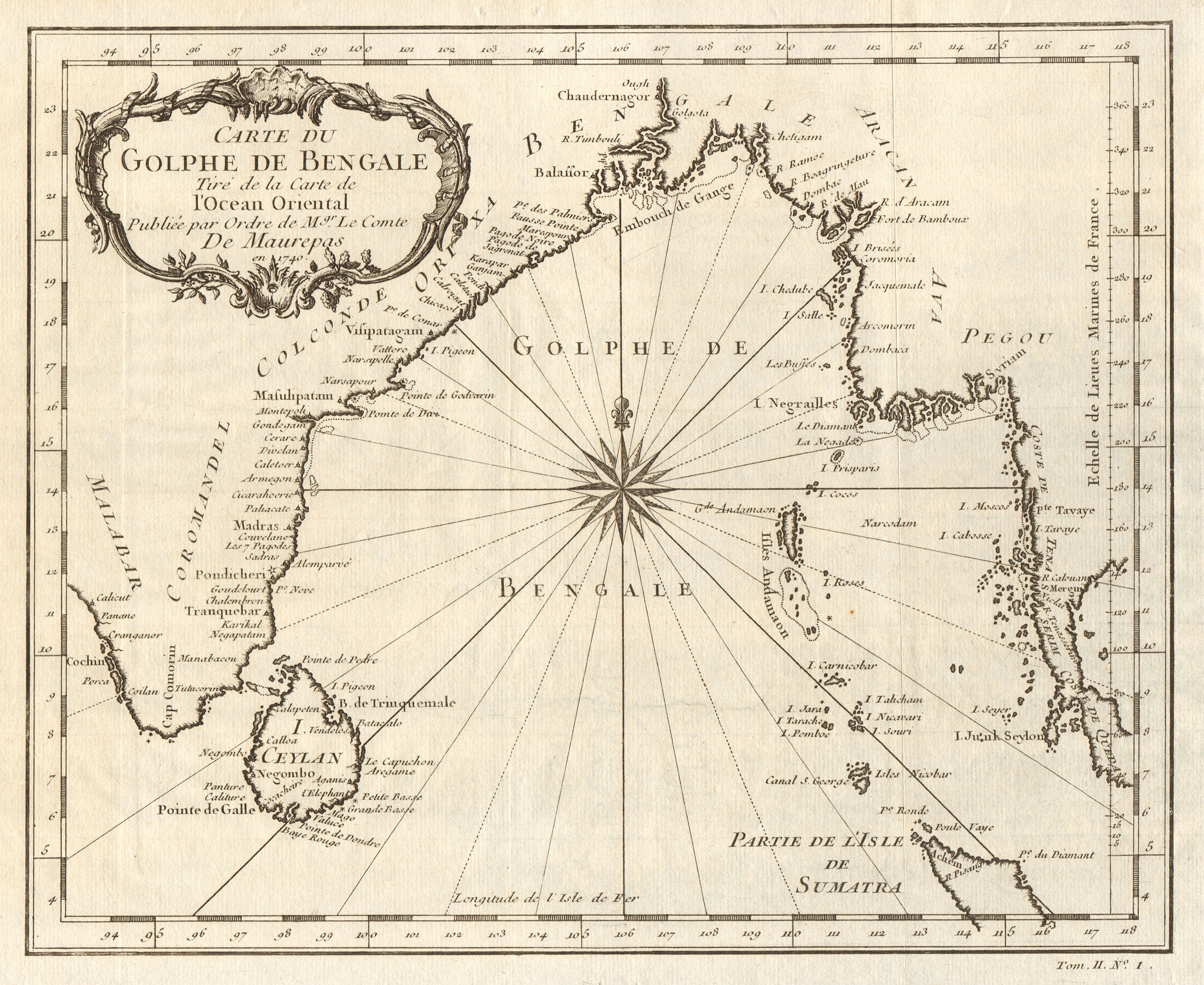 Associate Product 'Carte du Golphe de Bengale'. Bay of Bengal. India Burma Ceylon. BELLIN 1746 map
