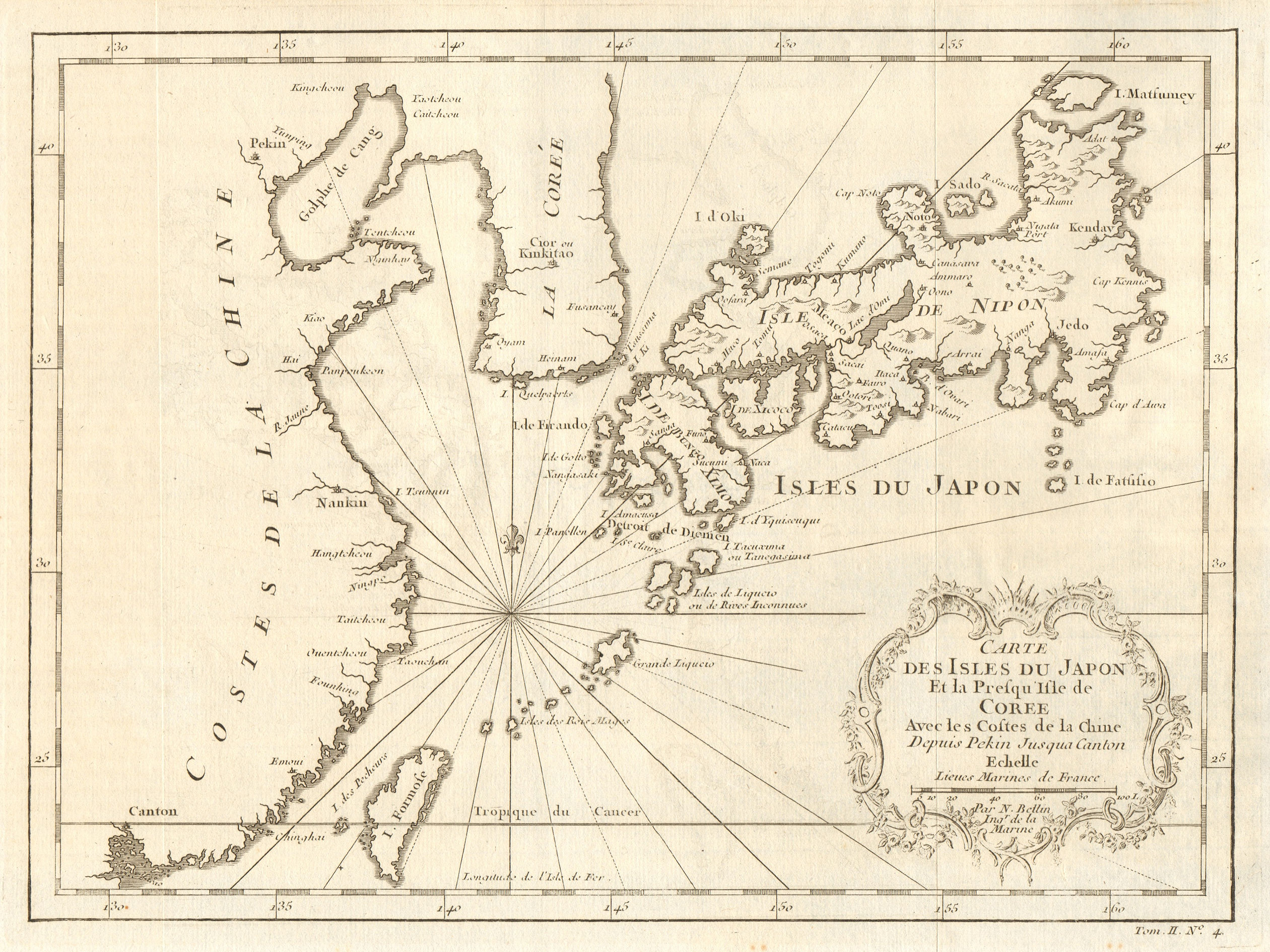 Associate Product 'Isles du Japon & presqu’Isle de Corée'. Japan Korea China. BELLIN 1746 map