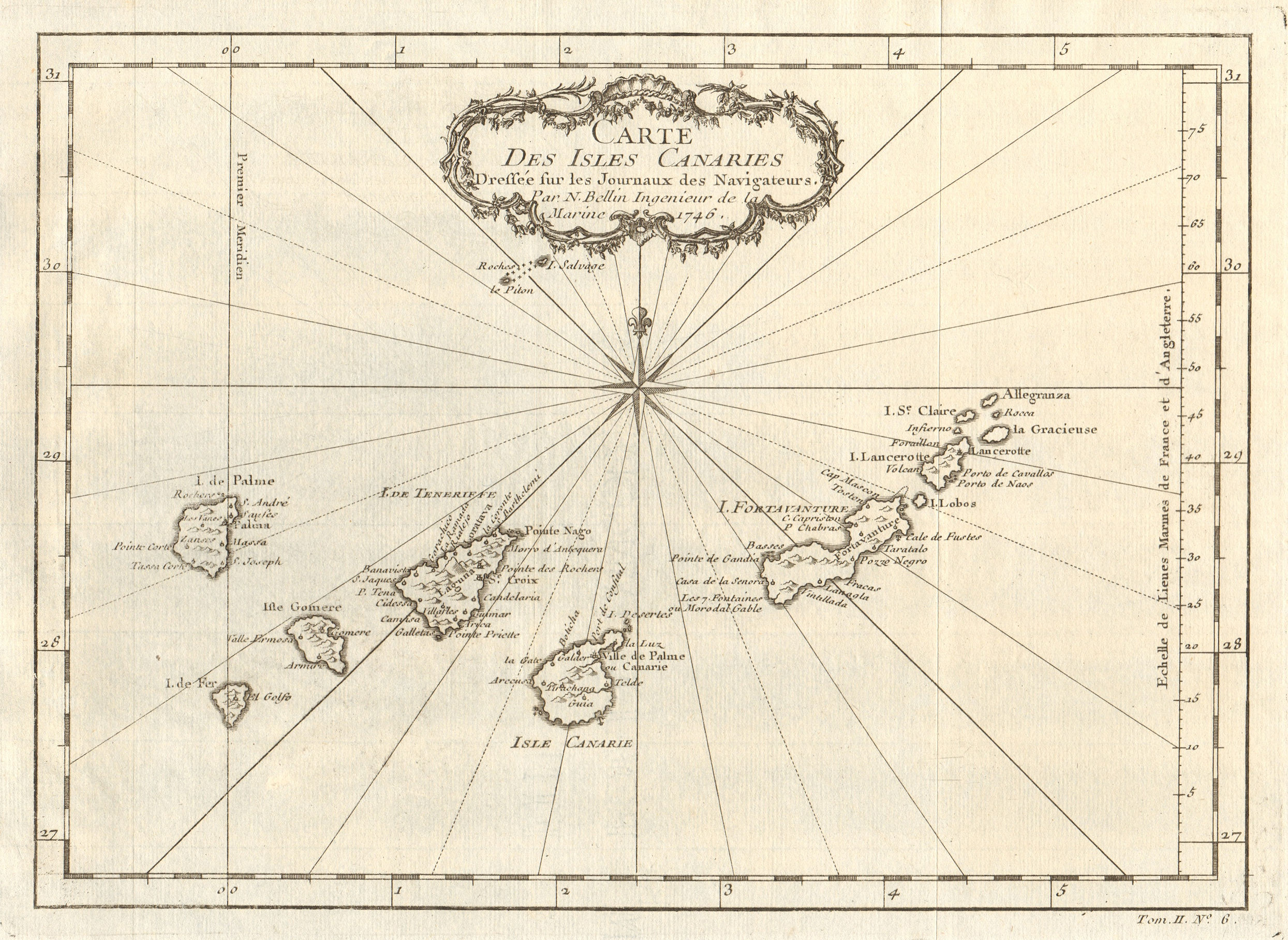 Associate Product 'Carte des Isles Canaries'. Canary Islands. Islas Canarias. BELLIN 1746 map