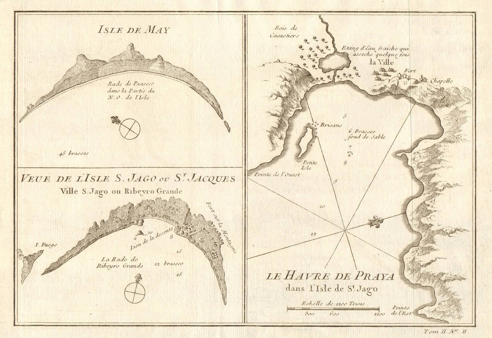 Associate Product Cabo/Cape Verde islands. Praia bay/Ribeira Grande Santiago. Maio BELLIN 1746 map