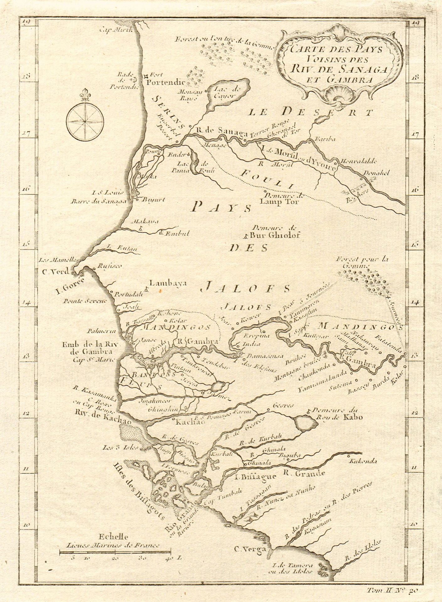 Associate Product 'Rivières de Sanaga & Gambra'. Senegal Gambia rivers. Guinea. BELLIN 1746 map