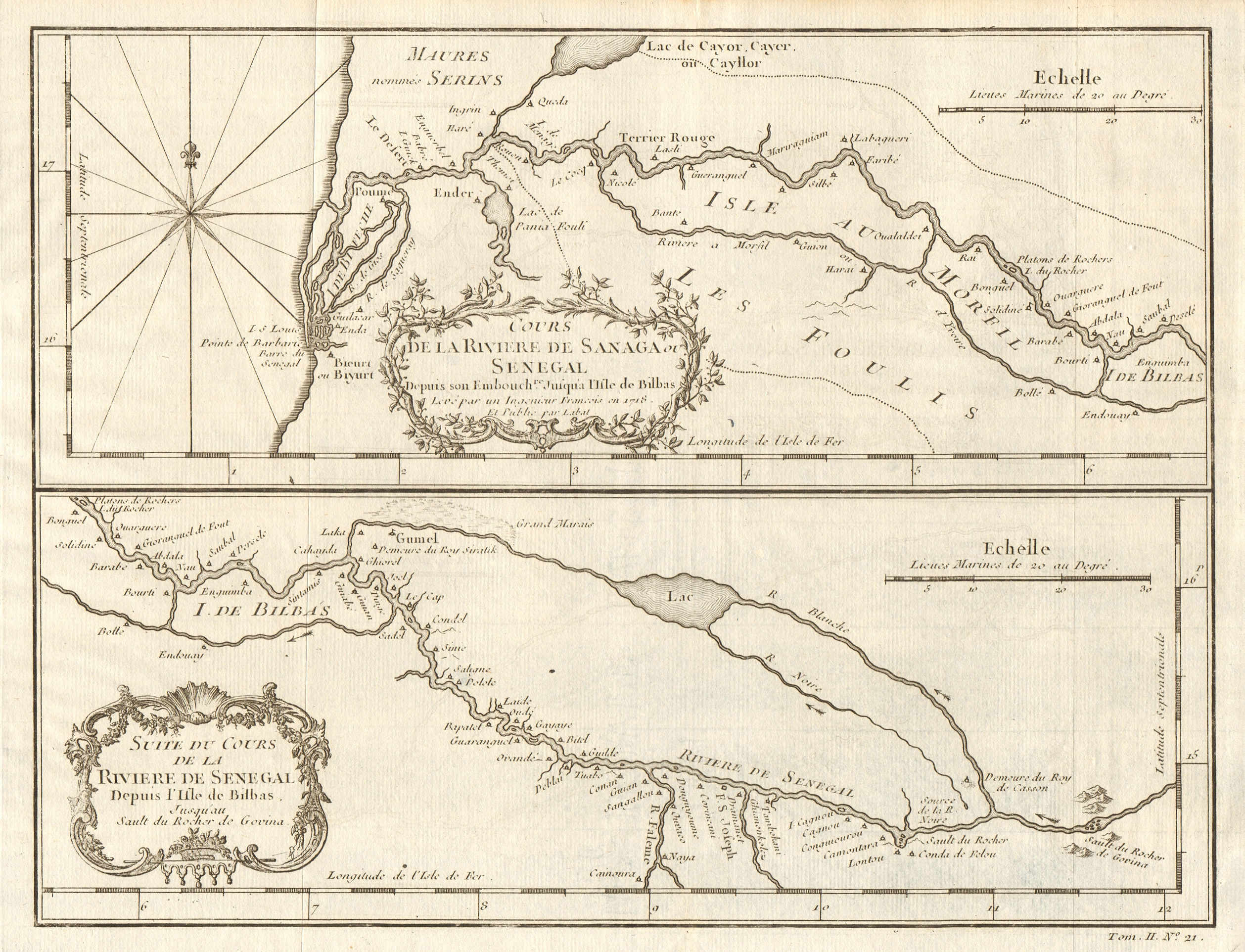 Associate Product 'Cours de la Rivière de Sanaga ou Sénégal'. Senegal River. BELLIN 1746 old map