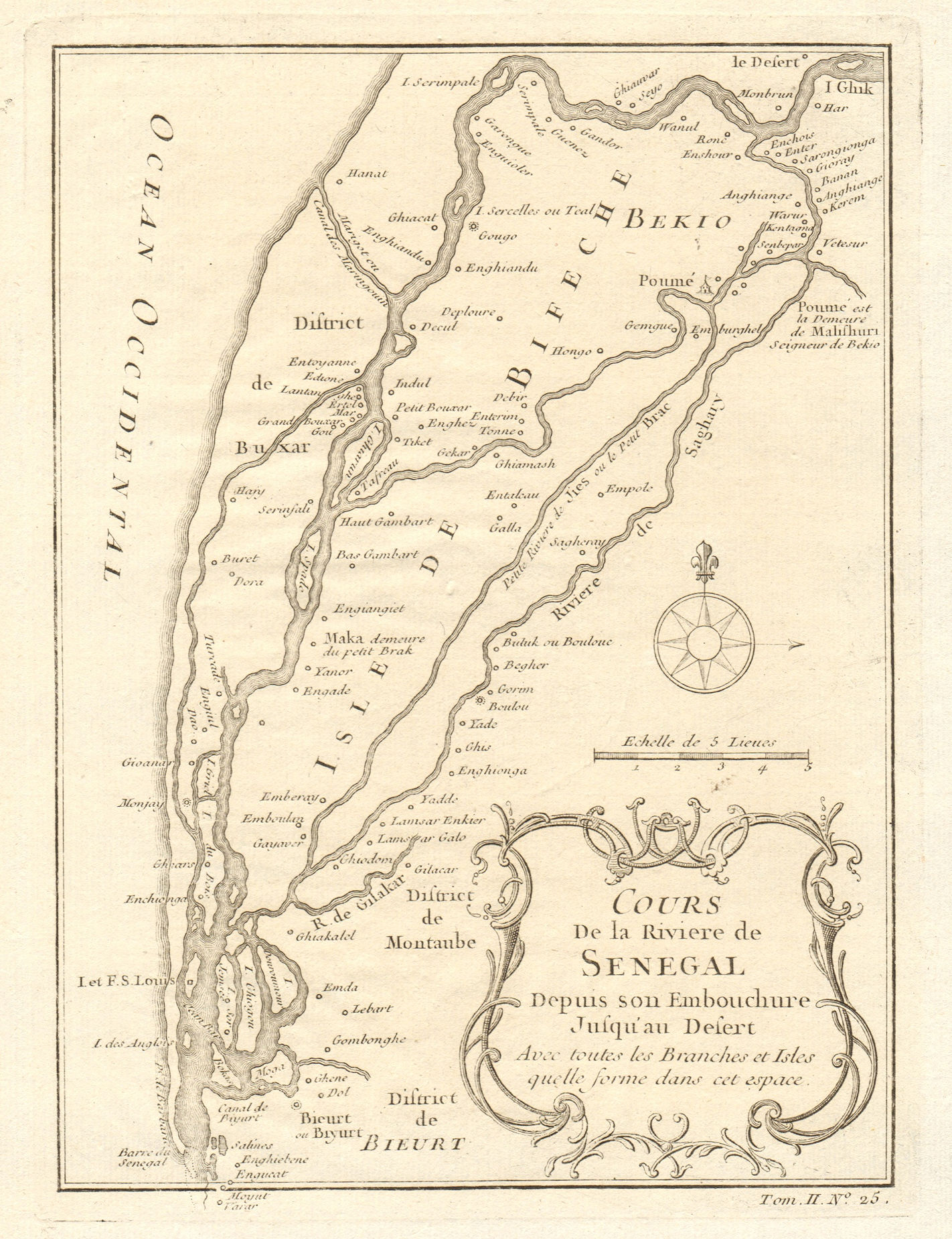 Associate Product 'Cours de la Riviere du Senegal' river to the desert. BELLIN 1746 old map