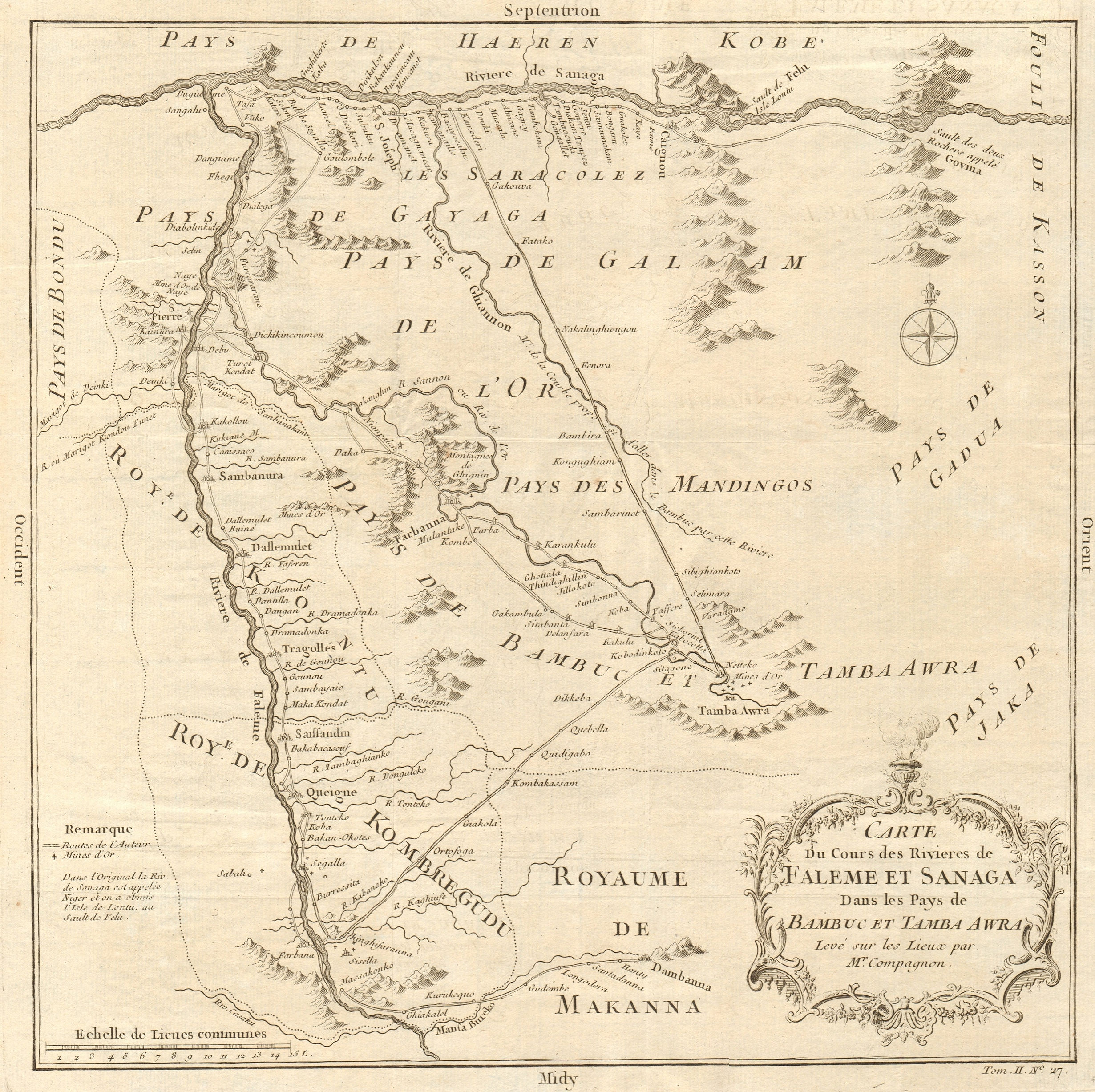 Associate Product 'Cours des rivieres de Falémé & Sanaga'. Senegal river. Mali. BELLIN 1746 map