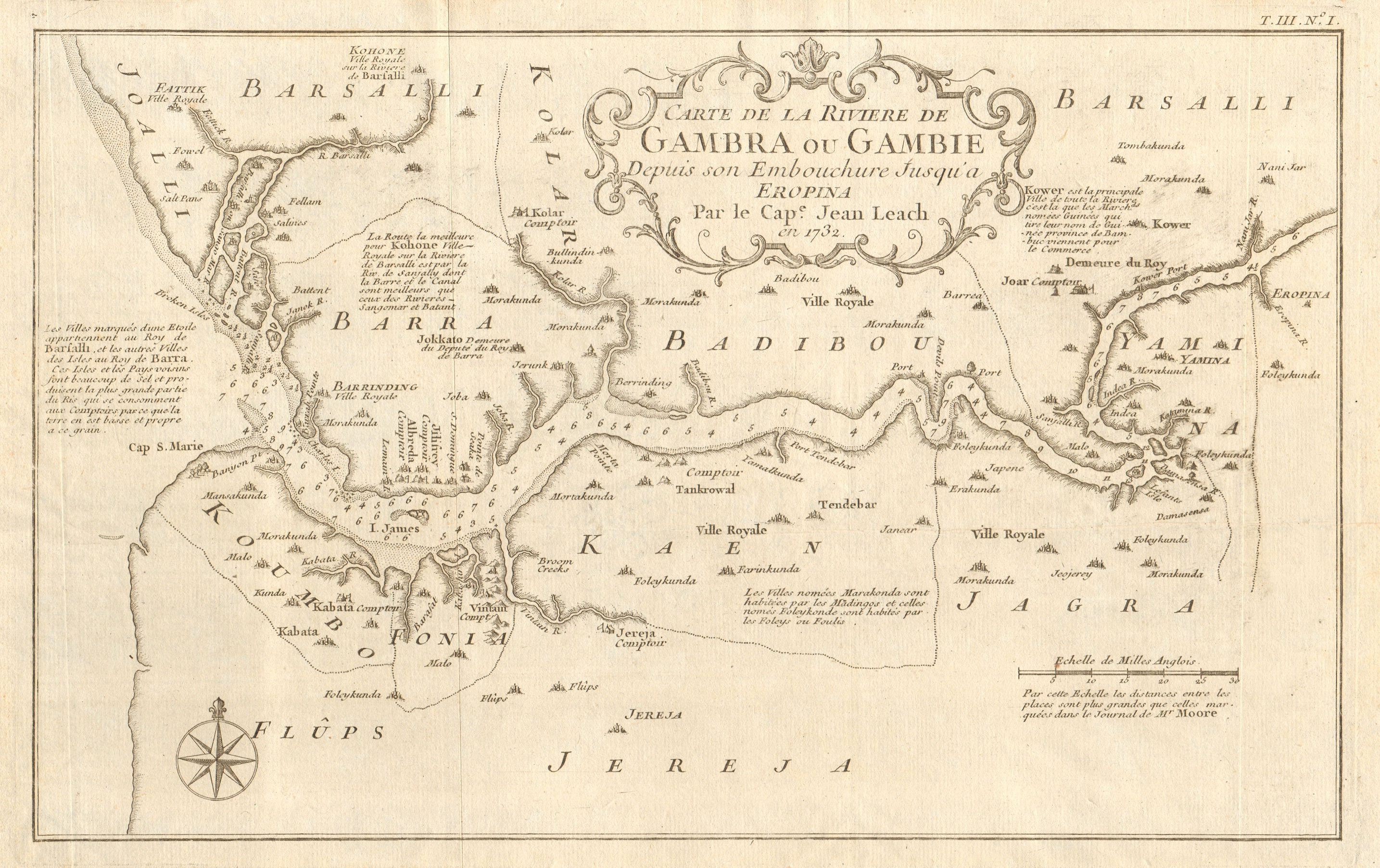 'Carte de la Rivière de Gambra ou Gambie…' Gambia River. LEACH / BELLIN 1747 map