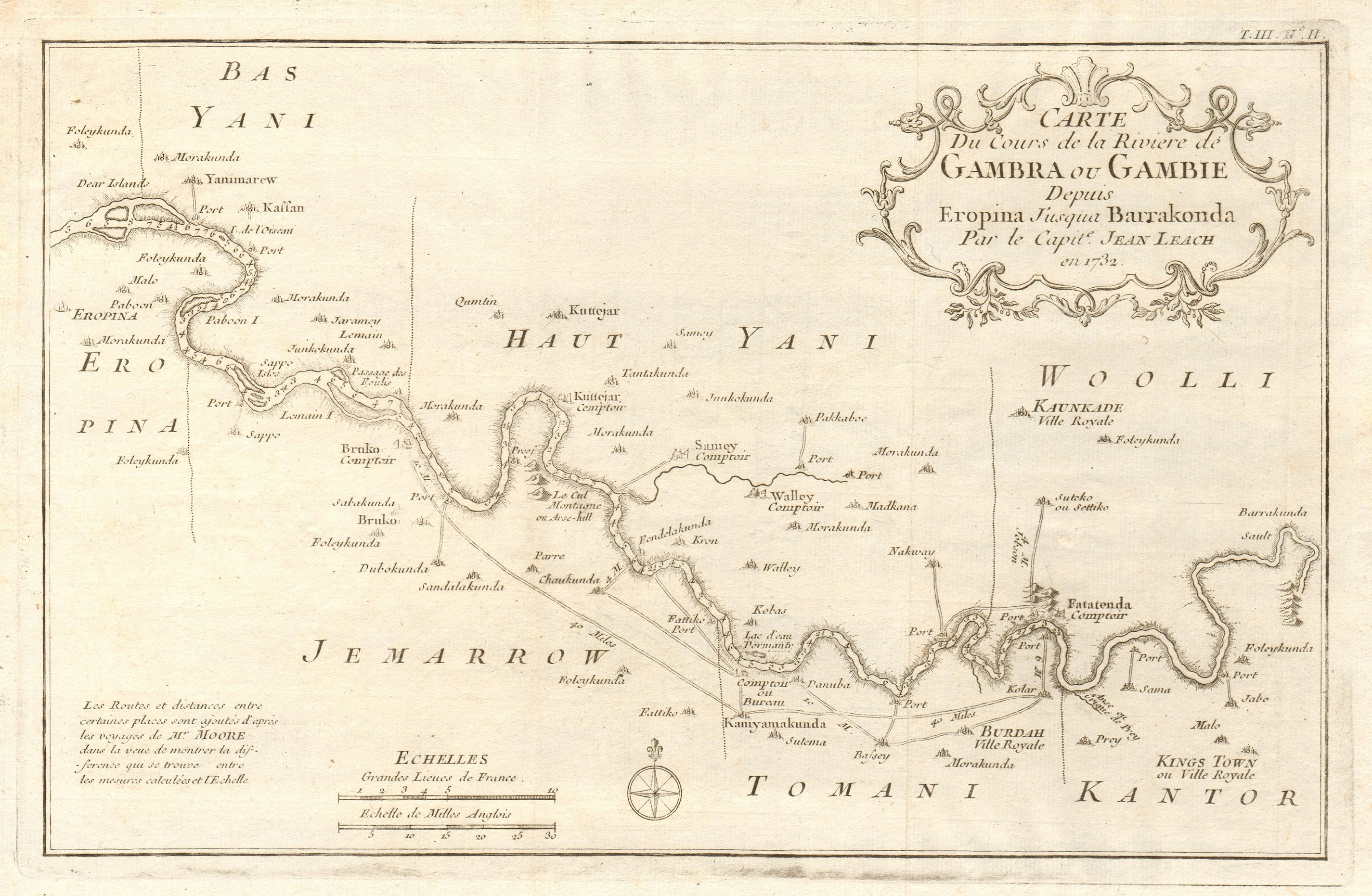 'Rivière de Gambra ou Gambie, depuis Eropina…' Gambia river. BELLIN 1747 map